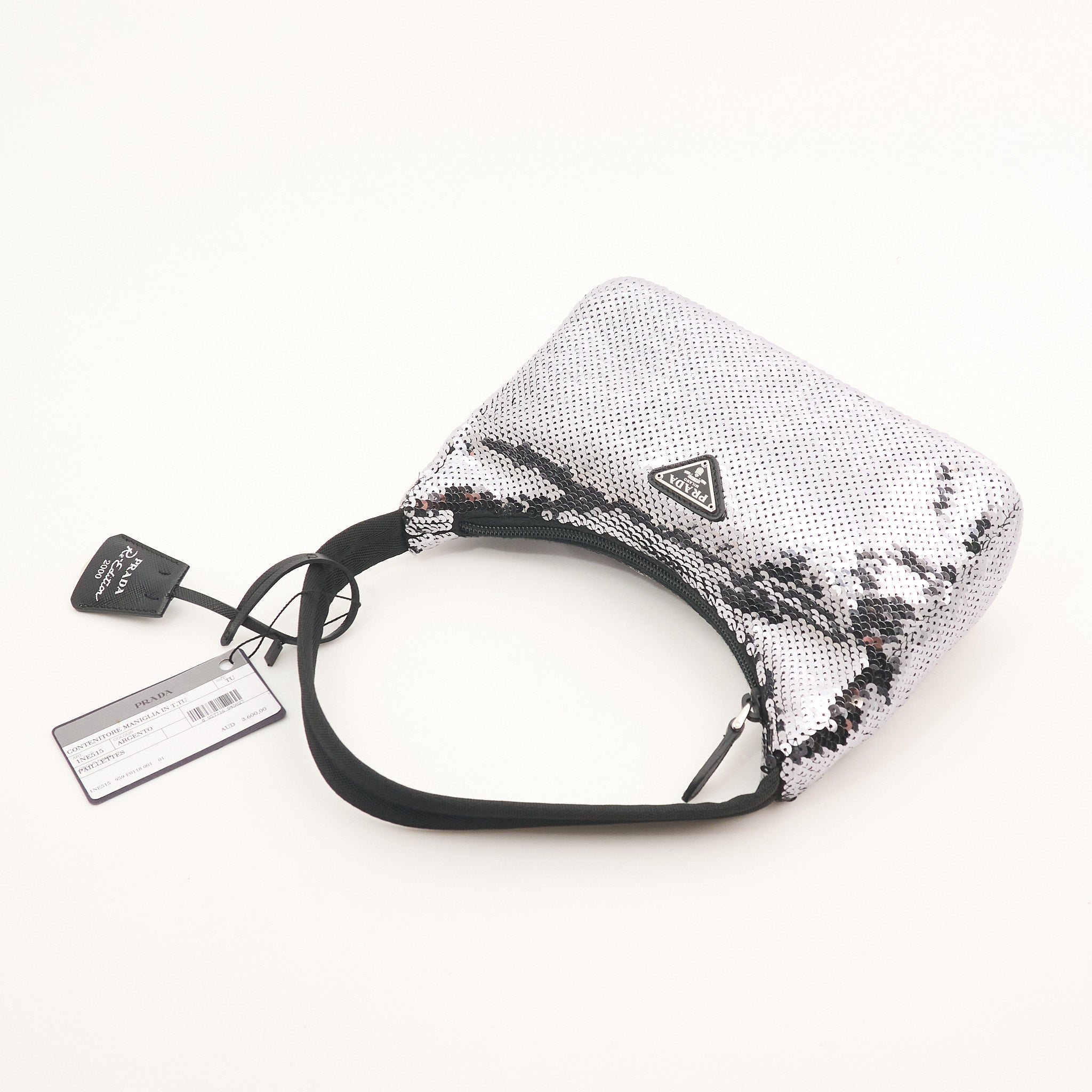 Prada Re-Edition 2000 Silver Sequin Shoulder Bag