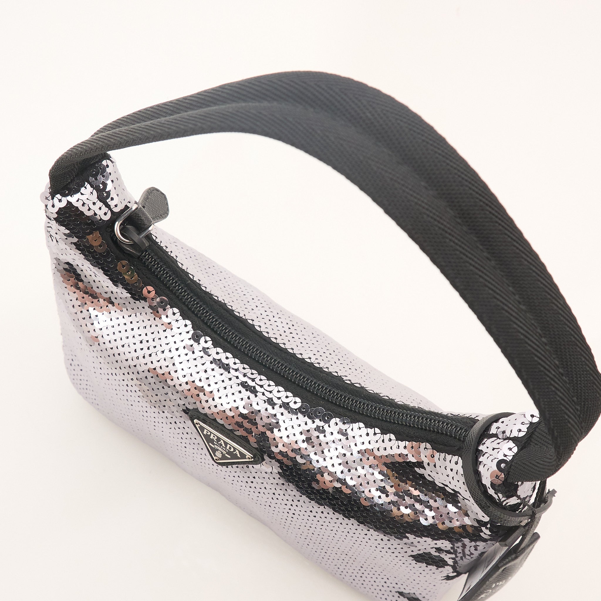 Prada Re-Edition 2000 Silver Sequin Shoulder Bag