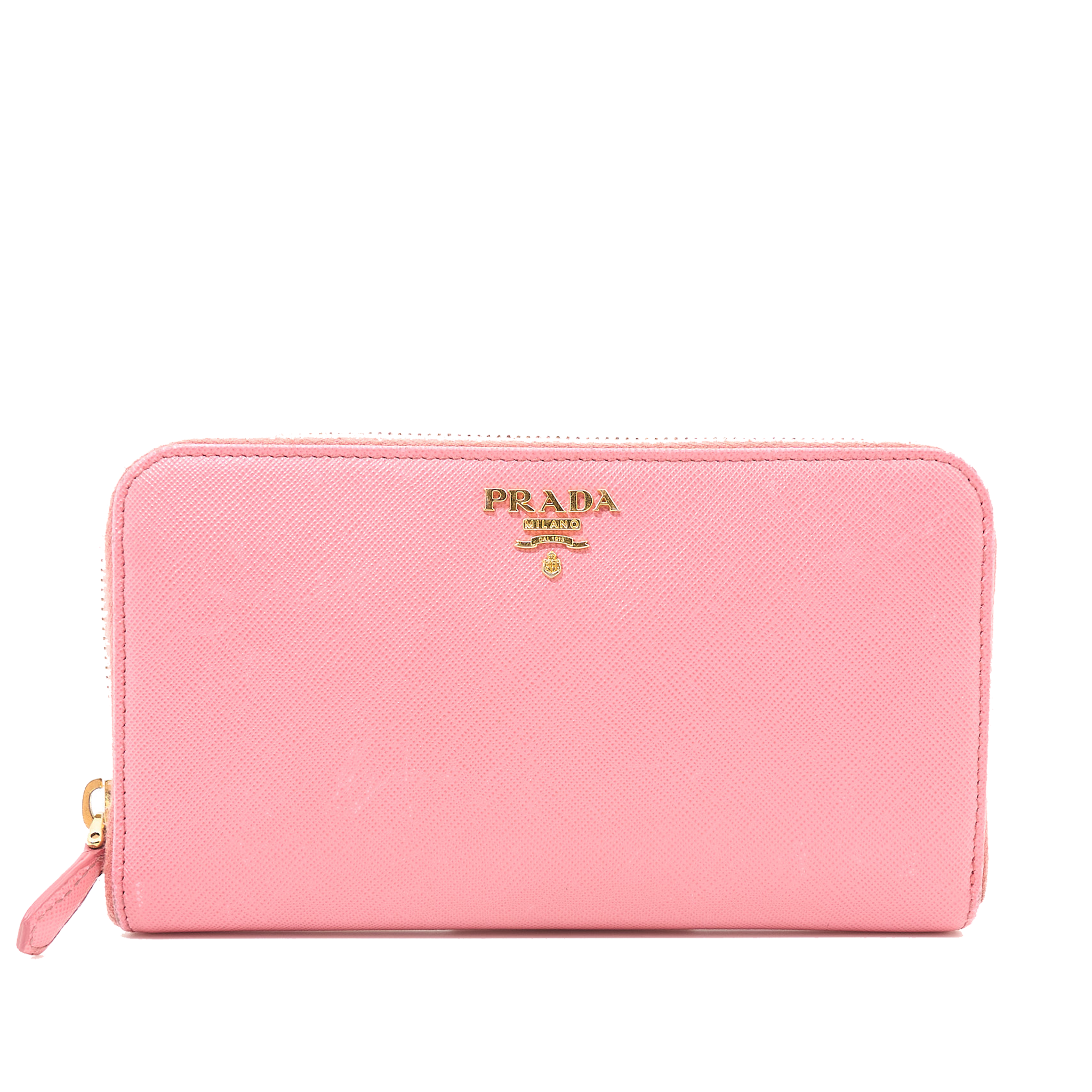 Prada Pink Saffiano Zip Around Wallet