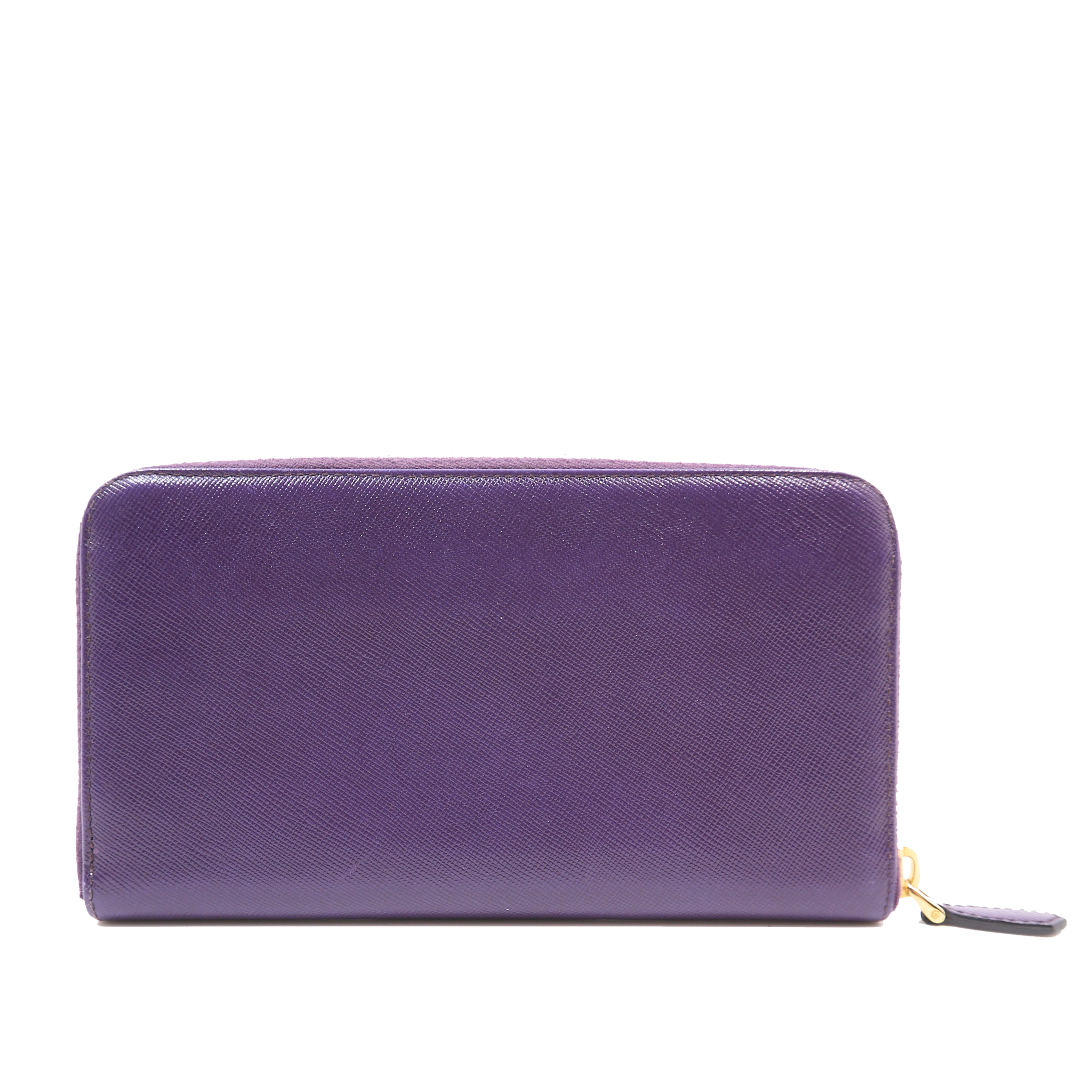 Prada Purple Saffiano Leather Zip Around Wallet