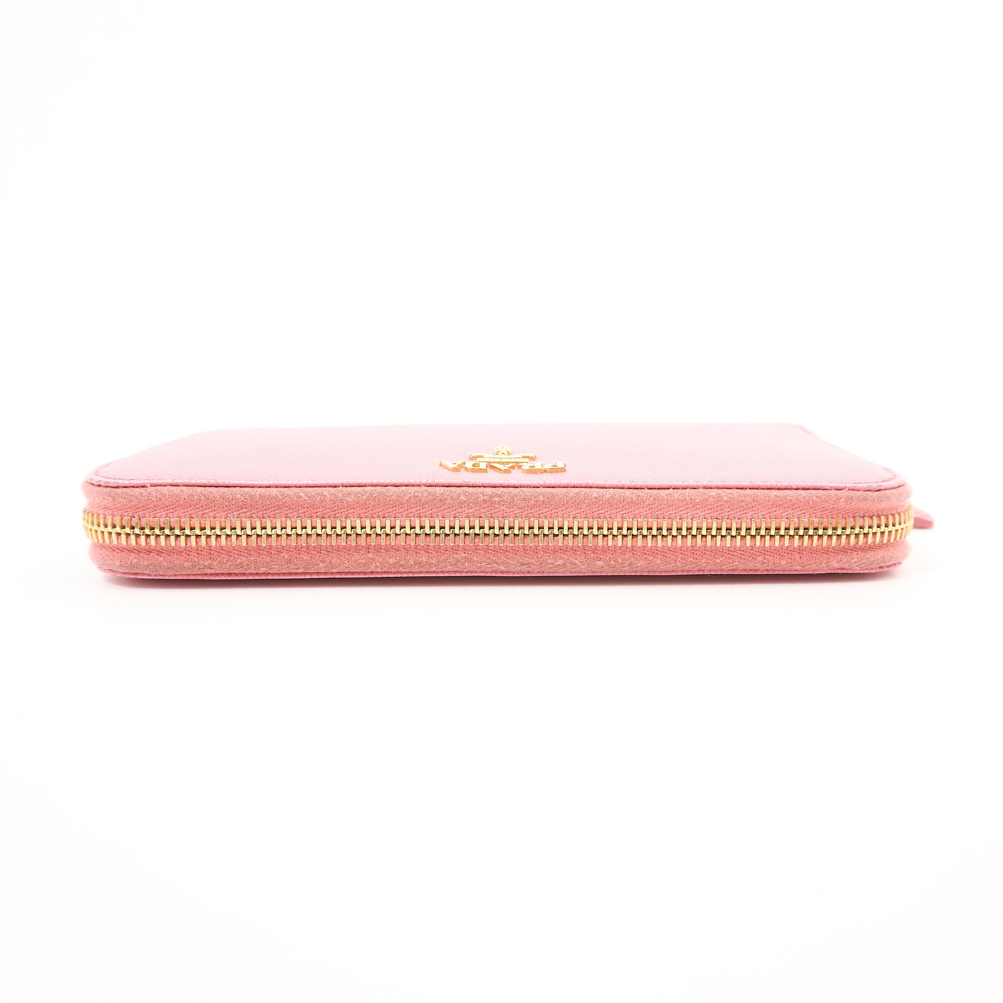 Prada Pink Saffiano Zip Around Wallet