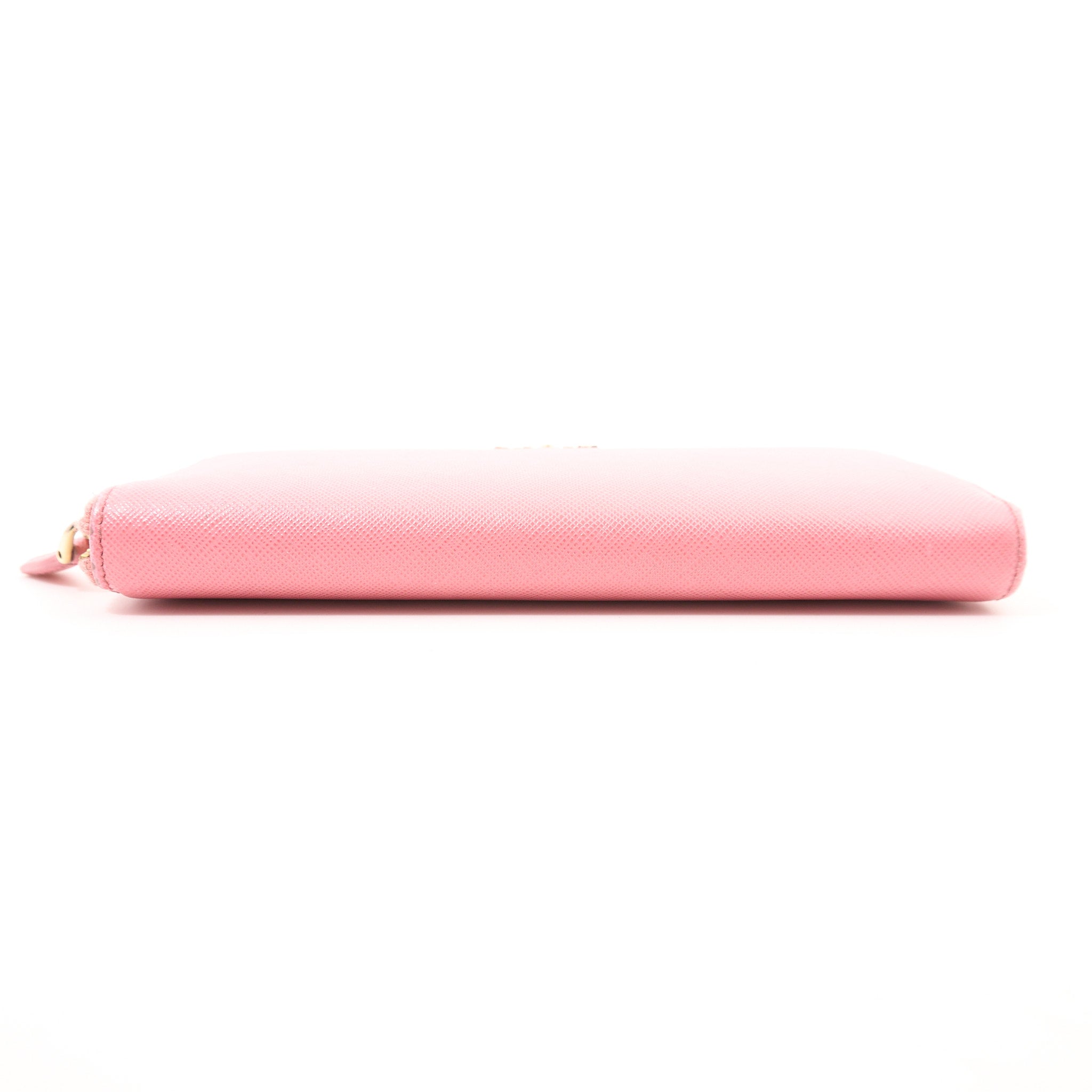 Prada Pink Saffiano Zip Around Wallet