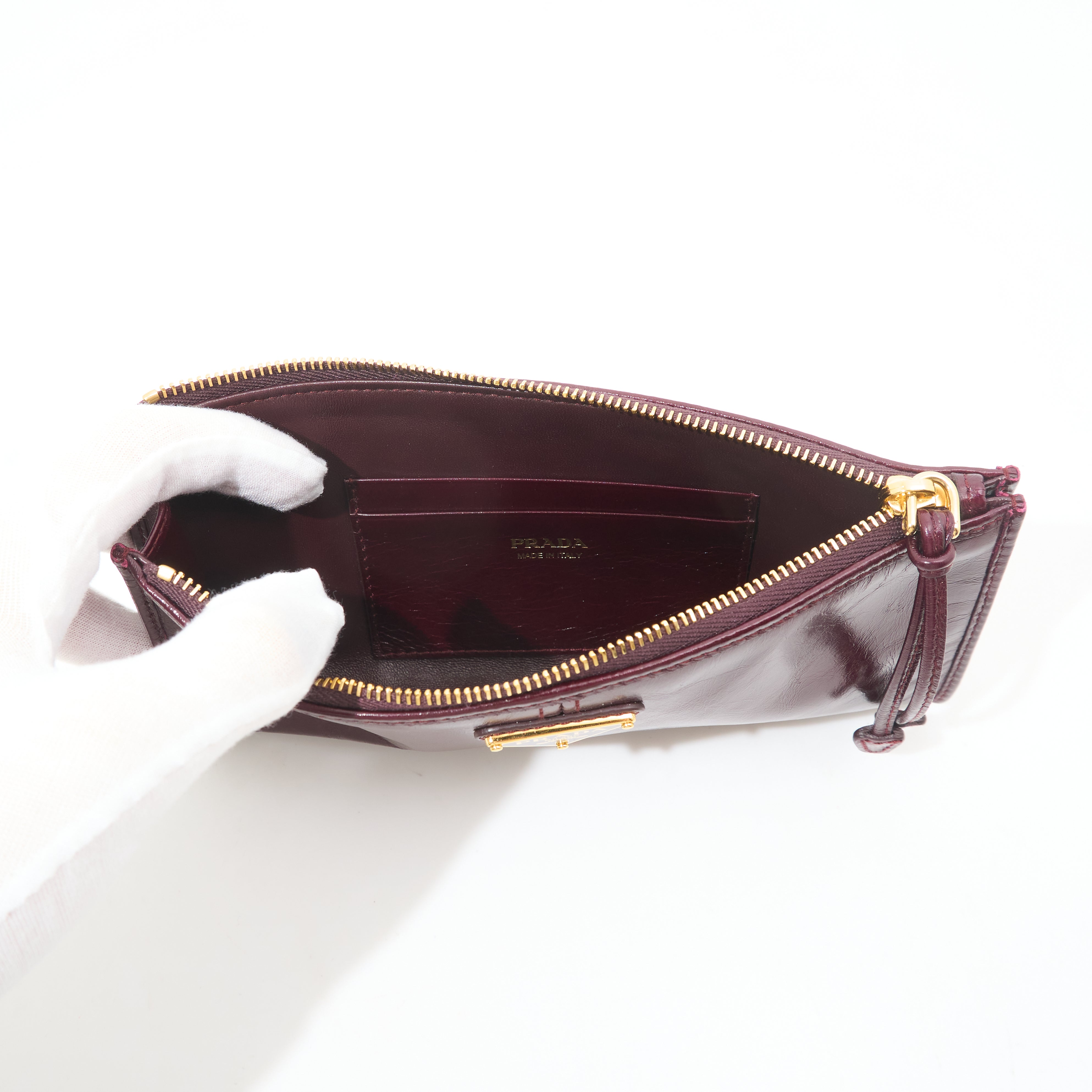Prada Burgundy Leather Pouch