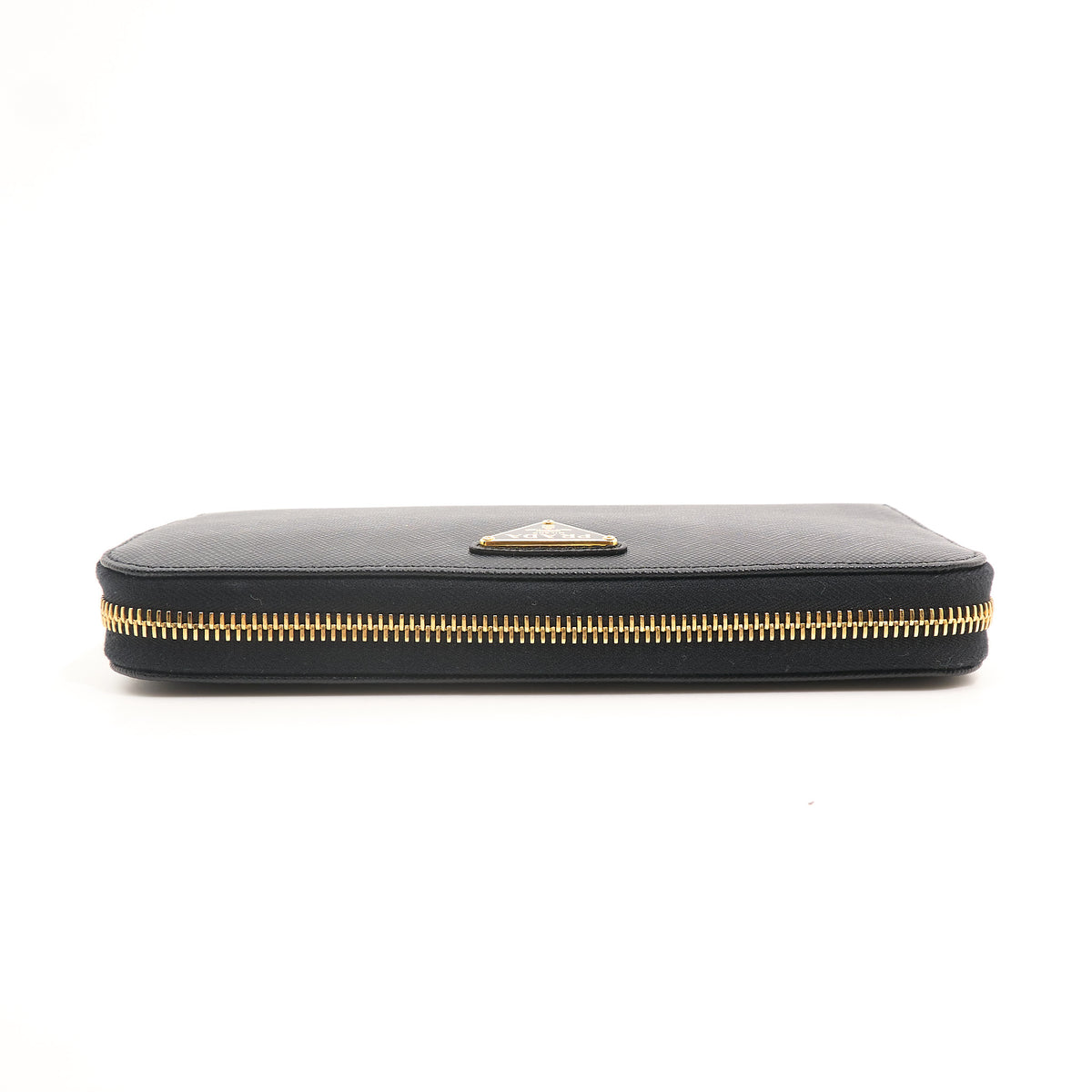Prada Black Saffiano Leather Zip Around Wallet