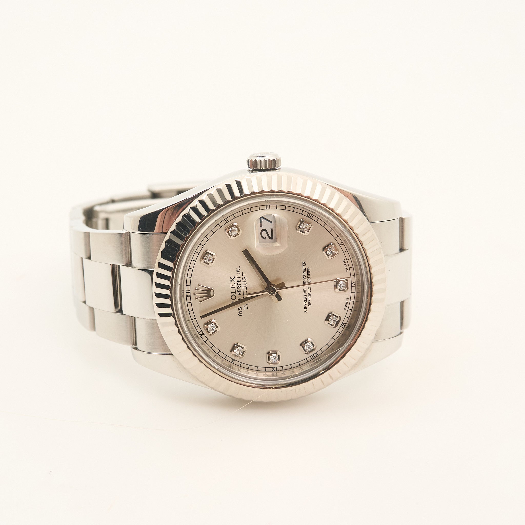 Rolex Datejust 41 Silver Diamond Dial 116334