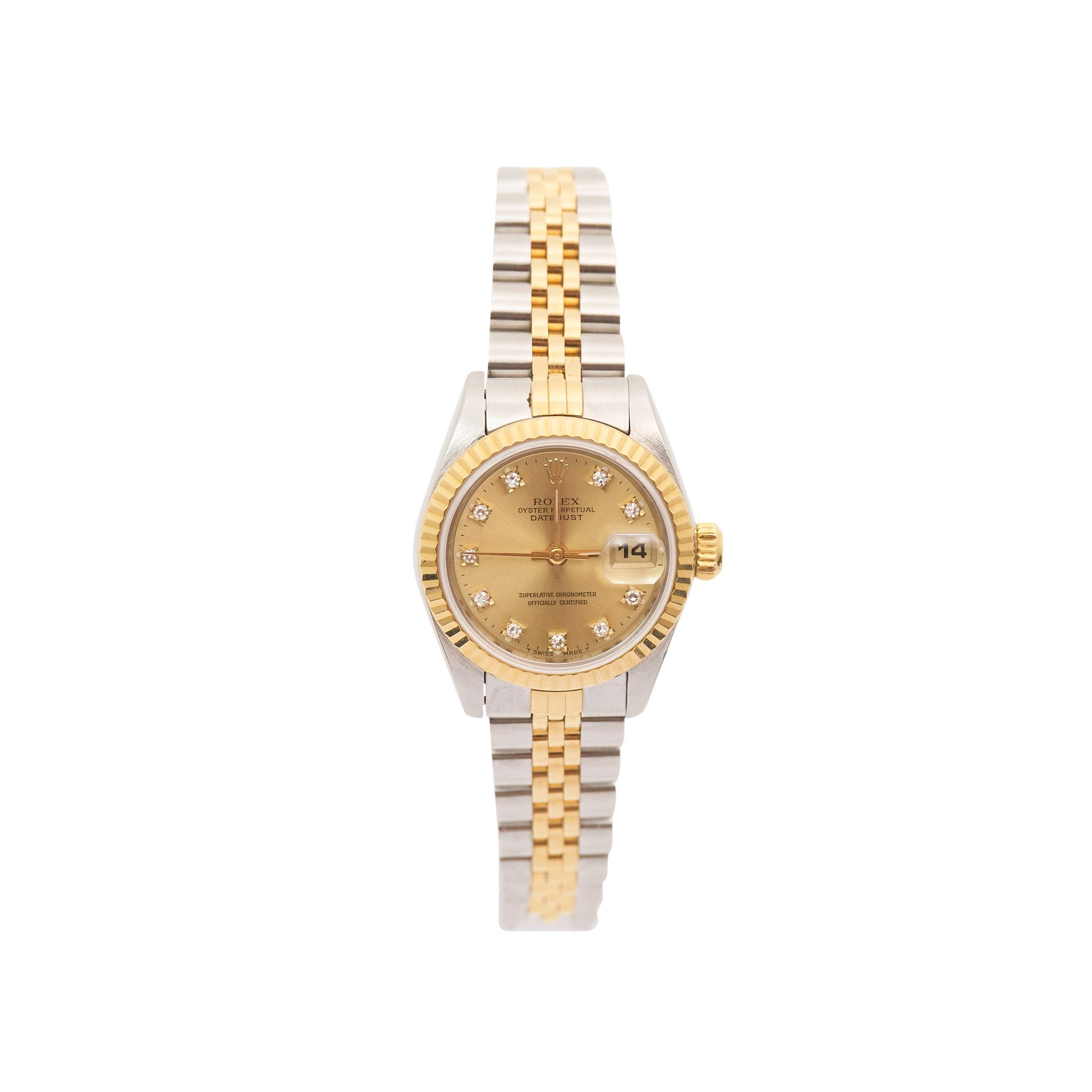 Rolex DateJust 26mm Champagne Gold Diamond Dial 69173