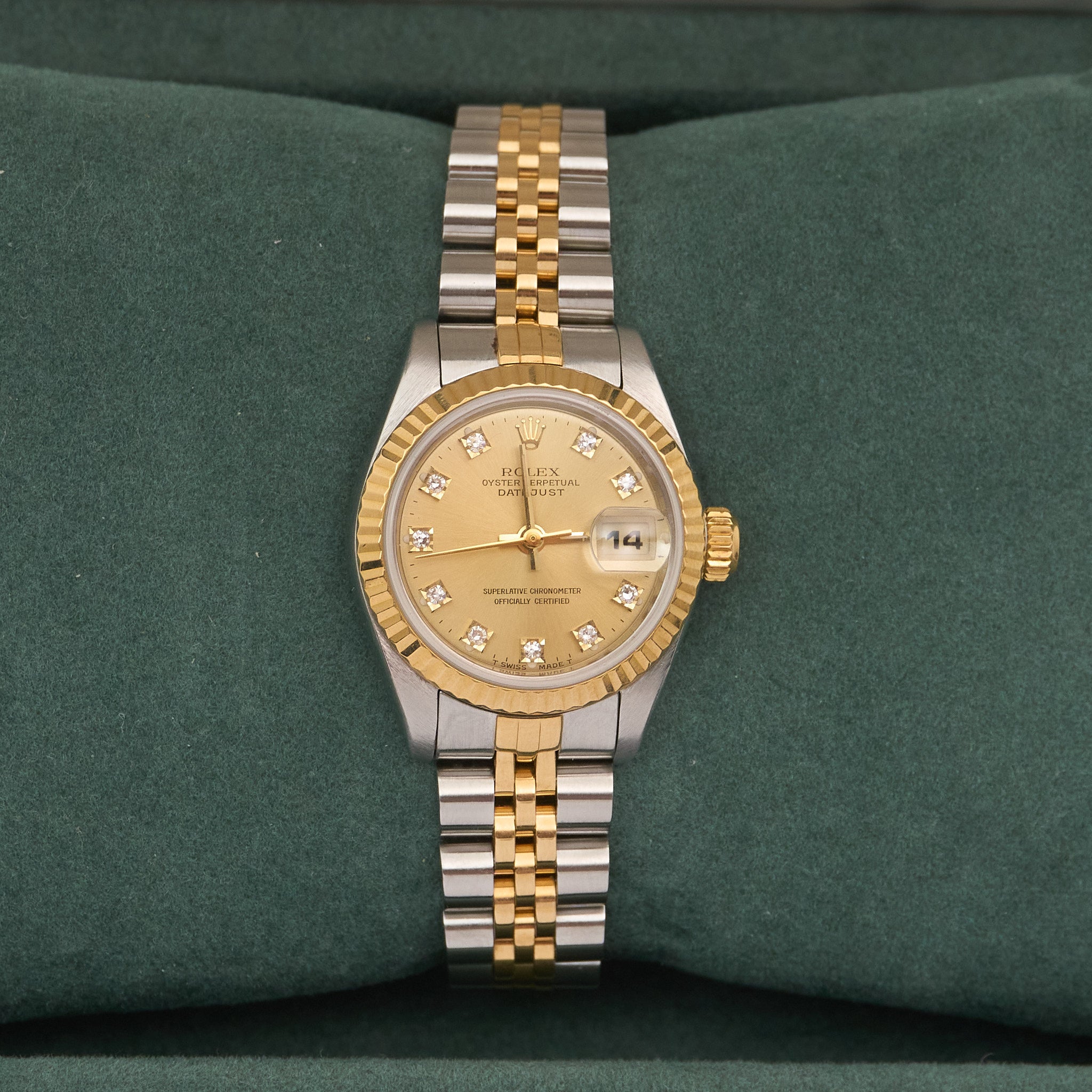 Rolex DateJust 26mm Champagne Gold Diamond Dial 69173