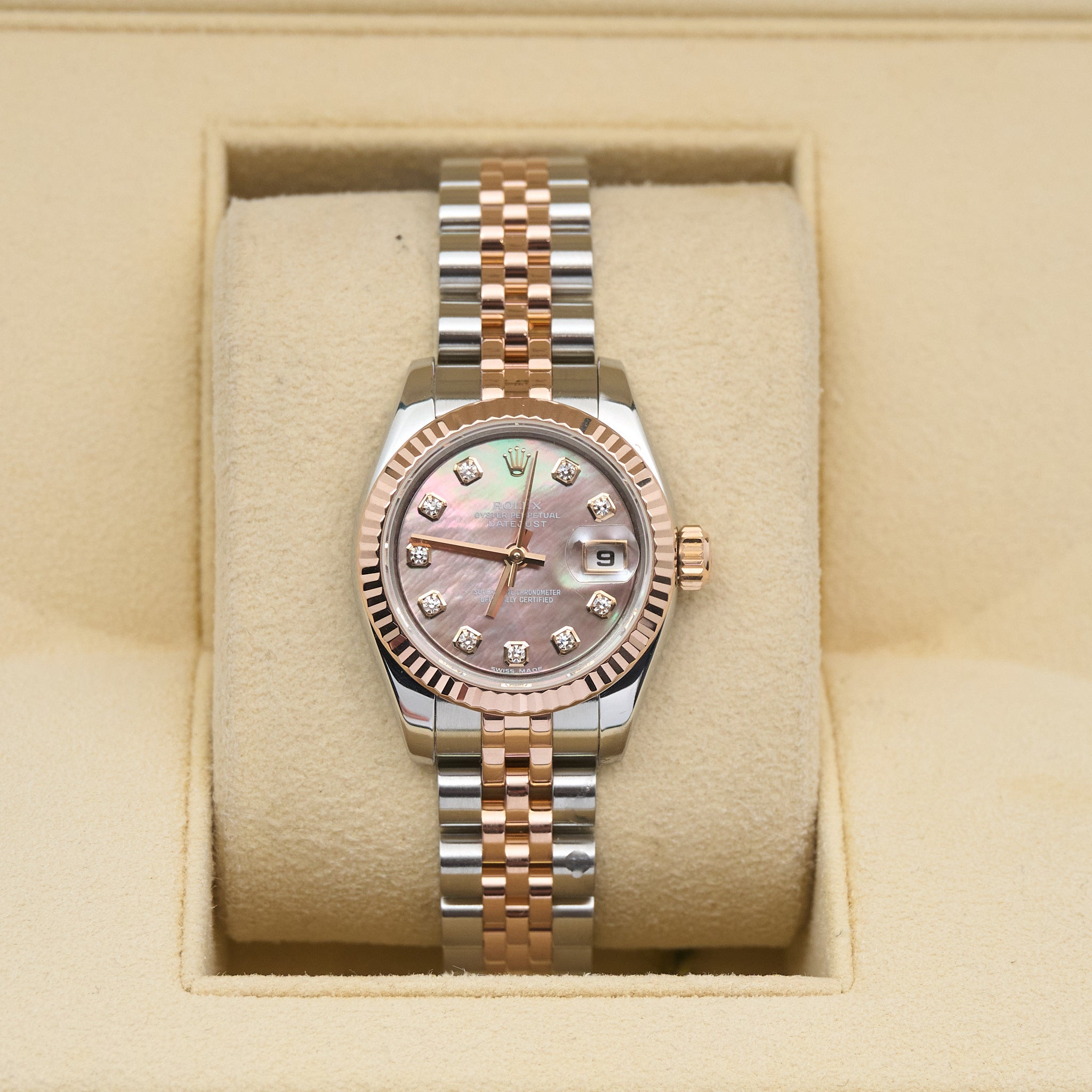 Rolex Lady-Datejust 26mm Everose Rolesor Mother Of Pearl Diamond Dial