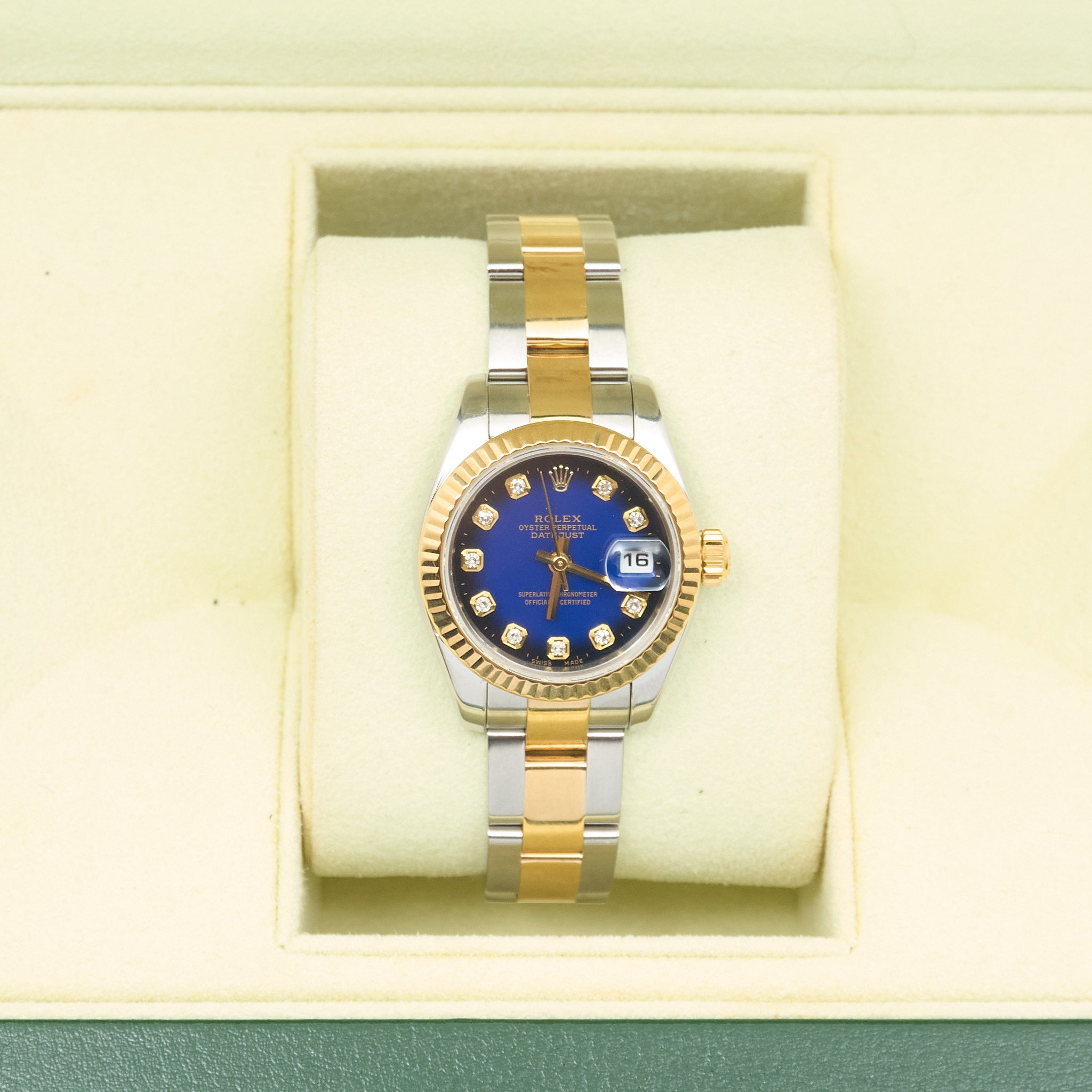 Rolex Datejust 26mm Steel & 18ct Yellow Gold Blue Vignette Diamond Dial 179173