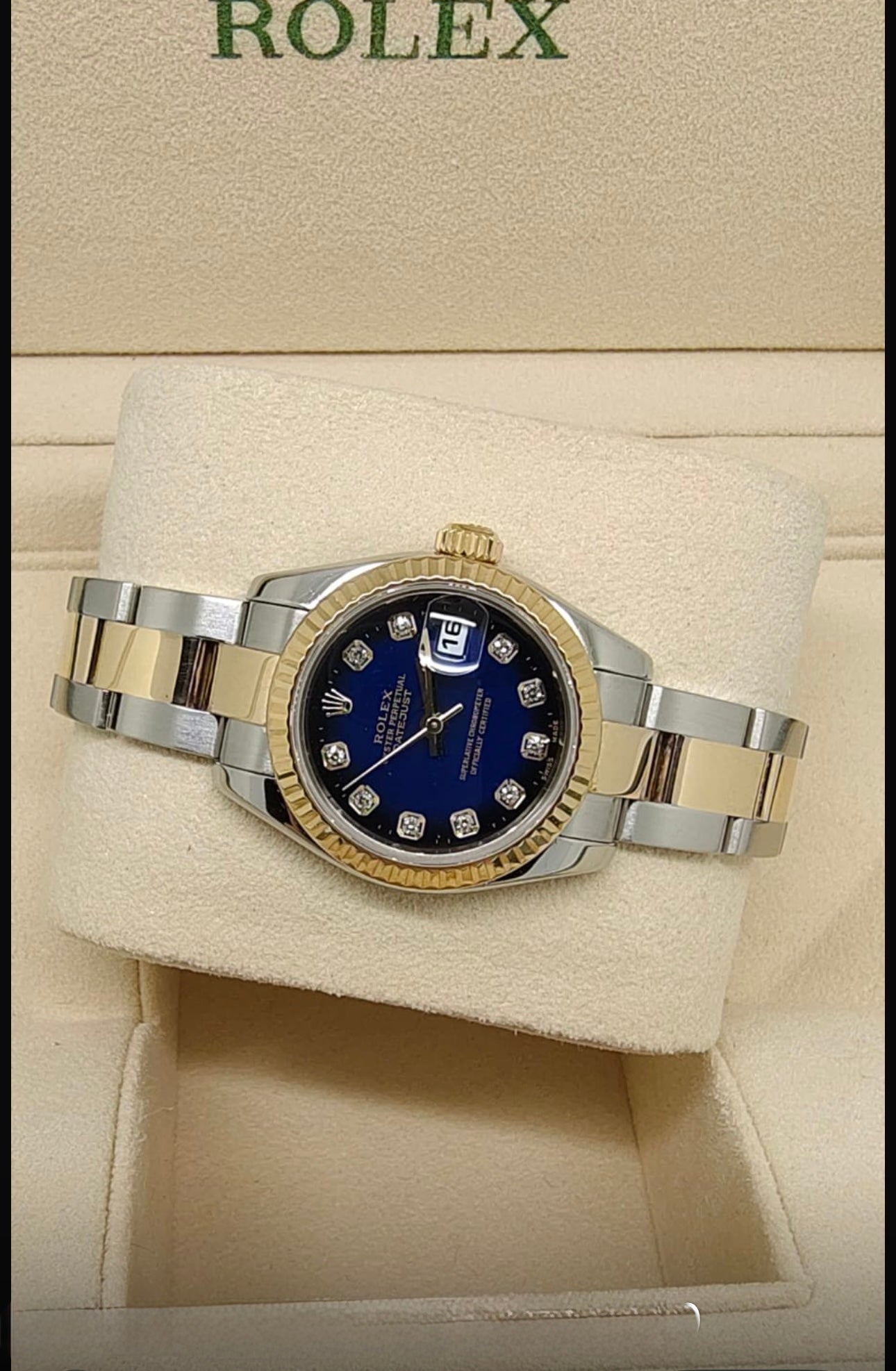 Rolex Datejust 26mm Steel & 18ct Yellow Gold Blue Vignette Diamond Dial 179173