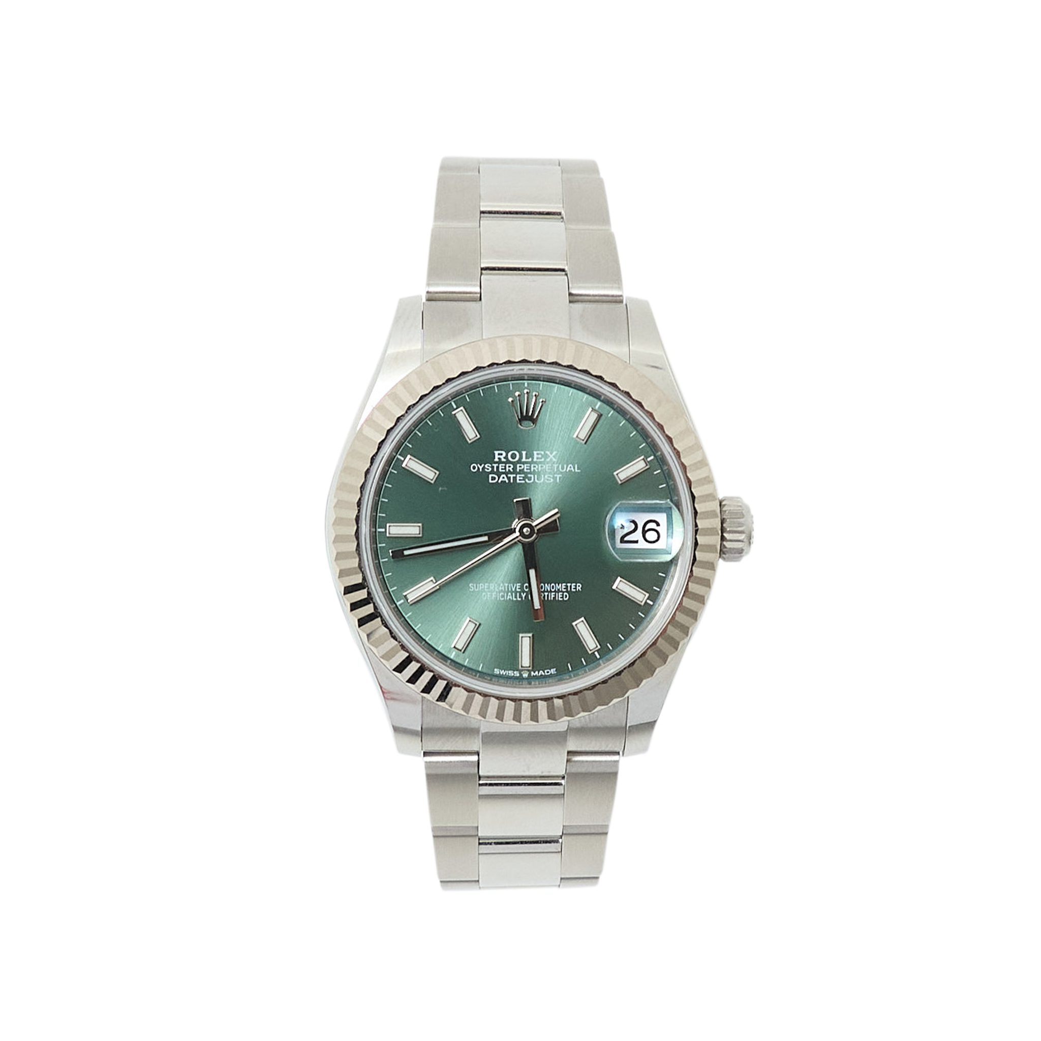 Rolex Datejust 31 Oystersteel & 18ct White Gold Mint Green Dial Ref. 278274