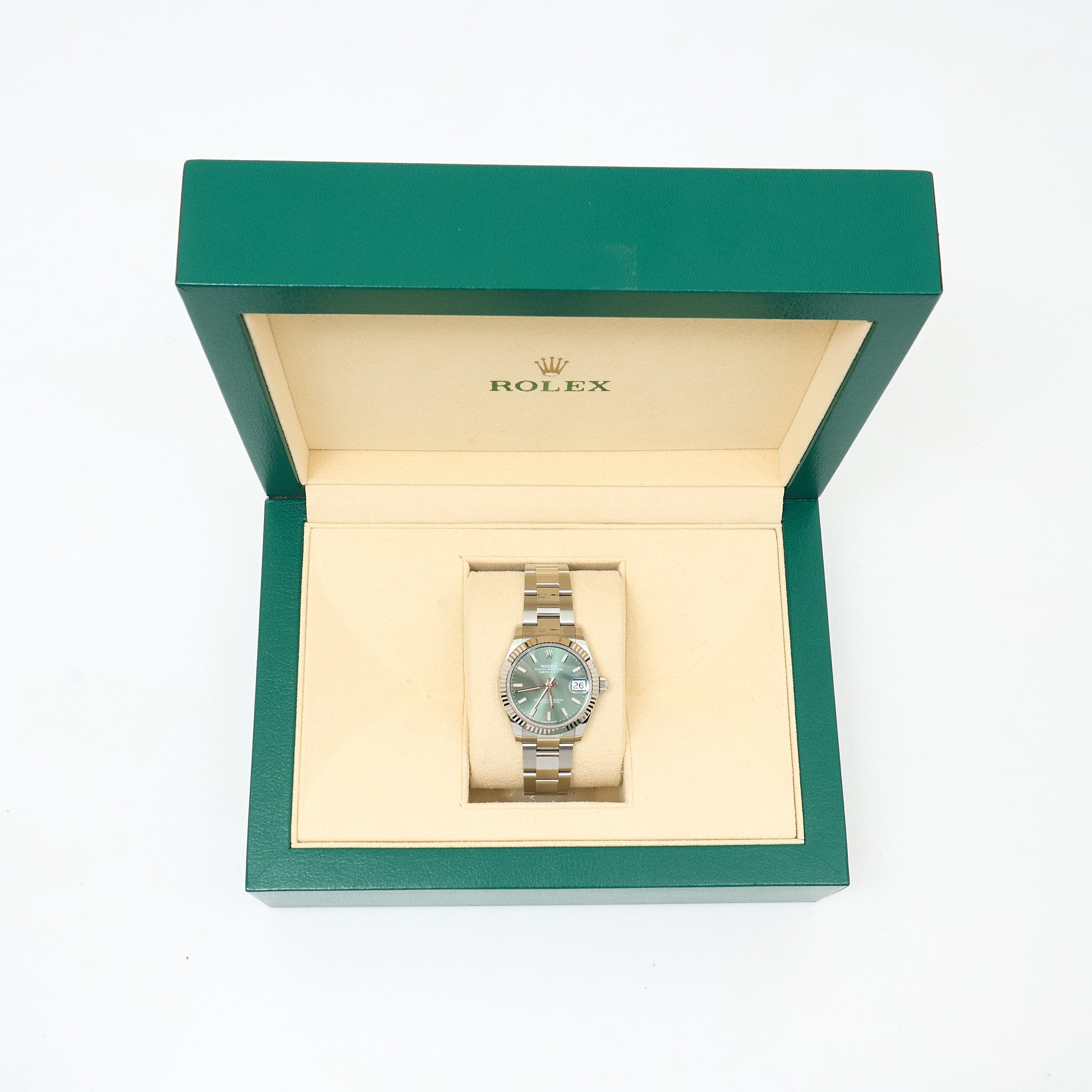 Rolex Datejust 31 Oystersteel & 18ct White Gold Mint Green Dial Ref. 278274