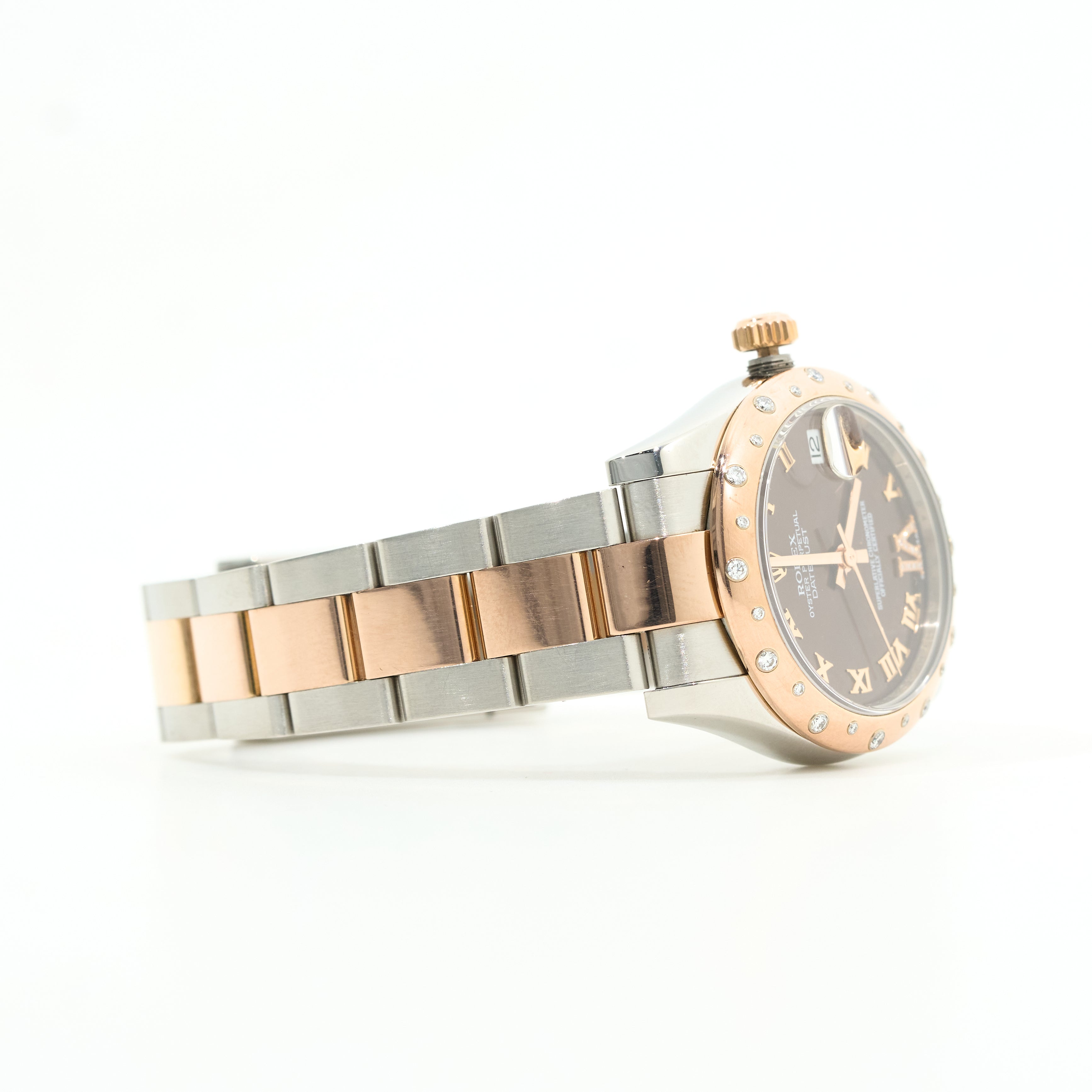 Rolex Oyster Perpetual Datejust 31 Chocolate Dial Diamond Bezel Everose Rolesor