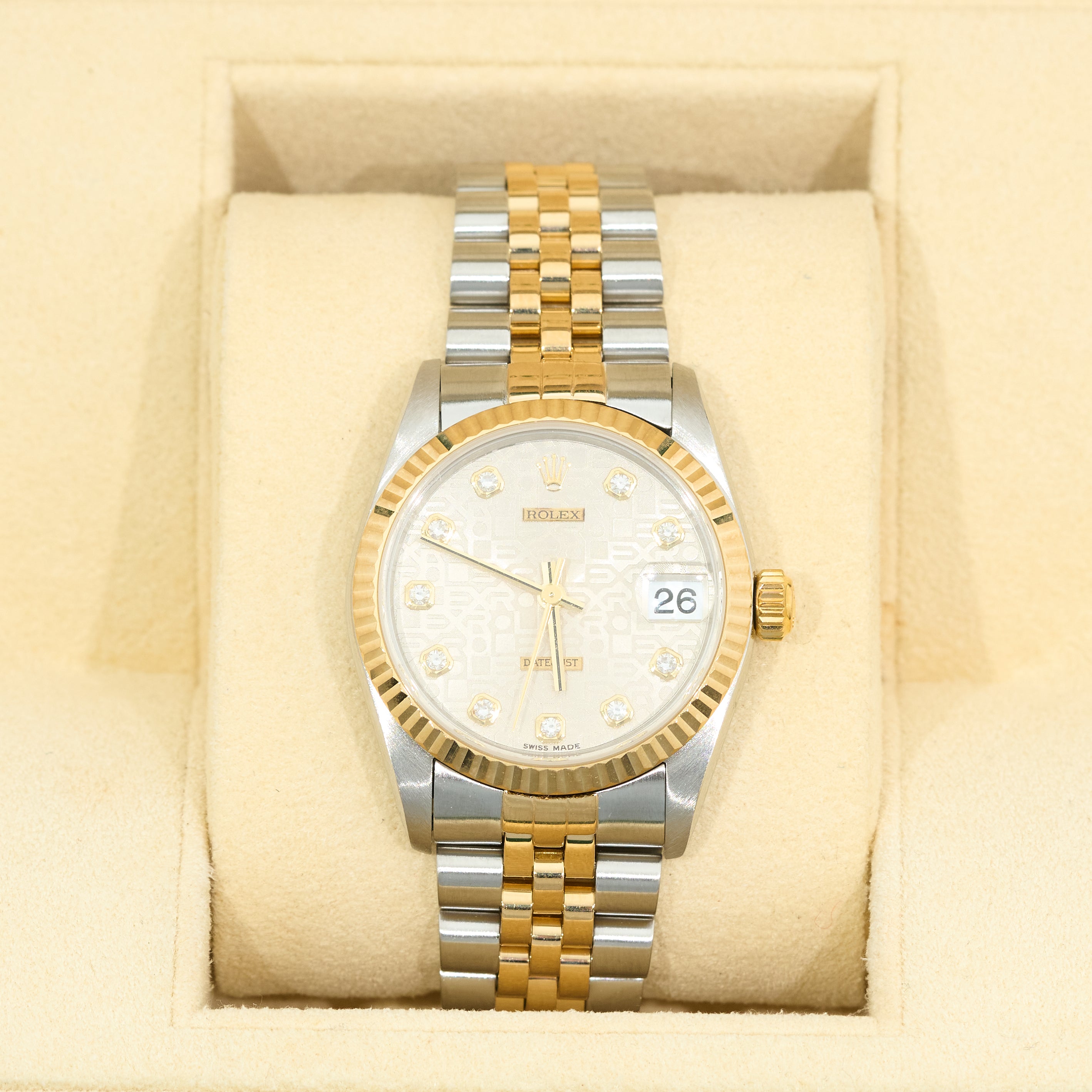 Rolex Datejust 31mm Cream Jubilee Anniversary Diamond Dial