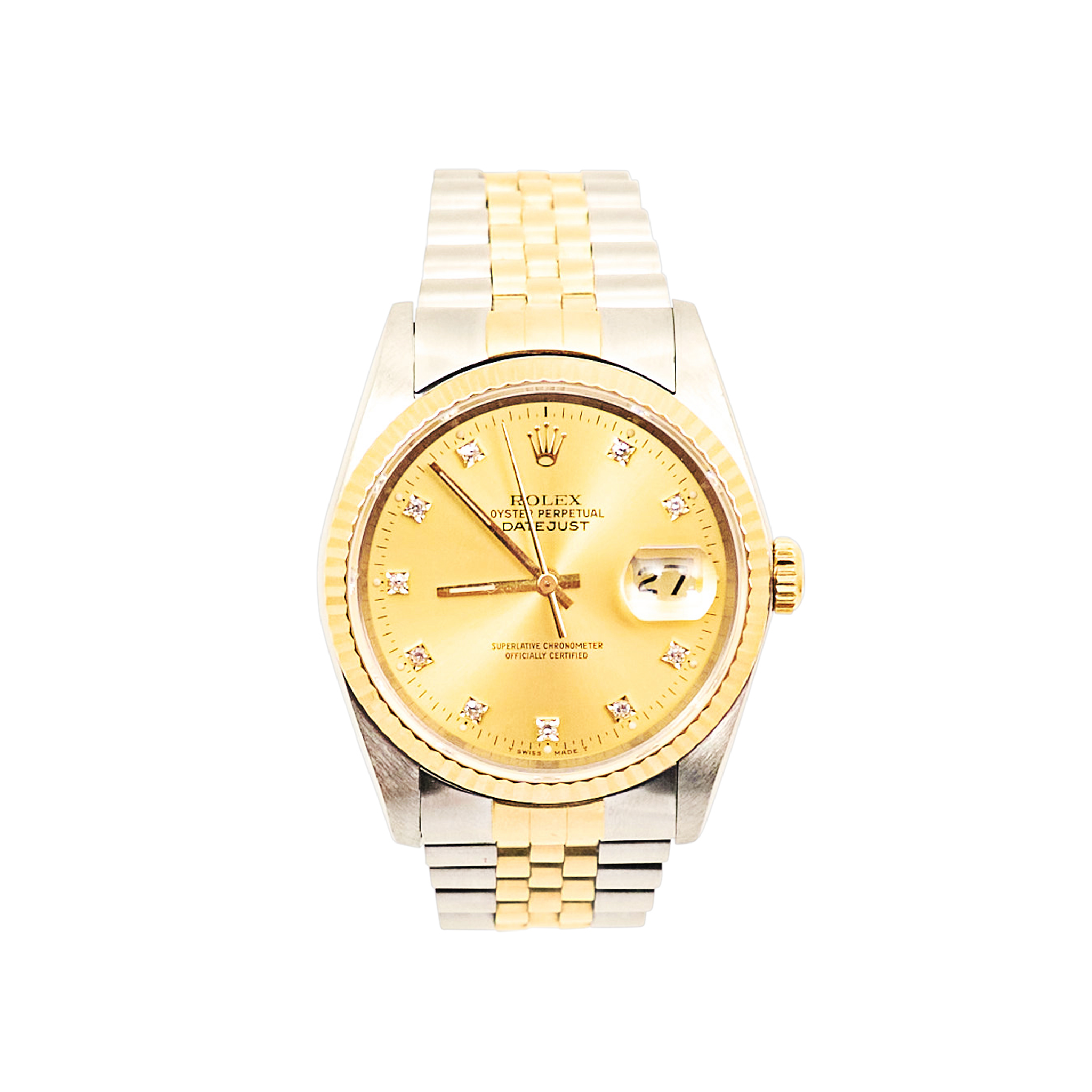 Rolex Datejust 36 Two Tone Champagne Diamond Dial 16233