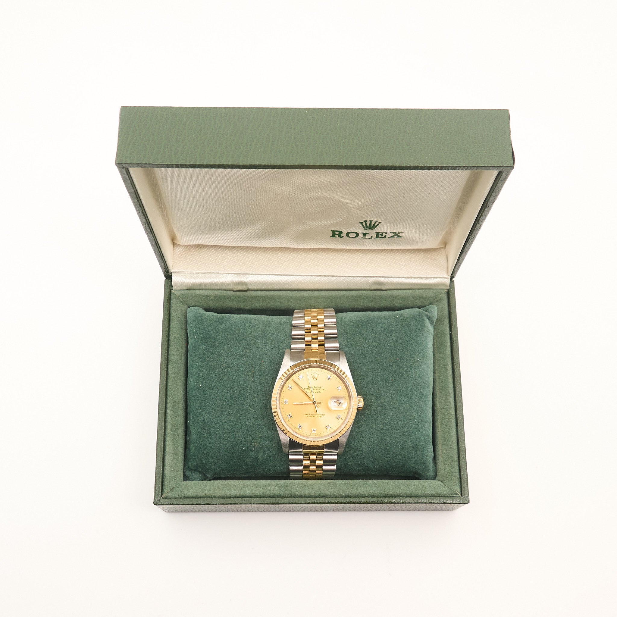 Rolex Datejust 36 Two Tone Champagne Diamond Dial 16233