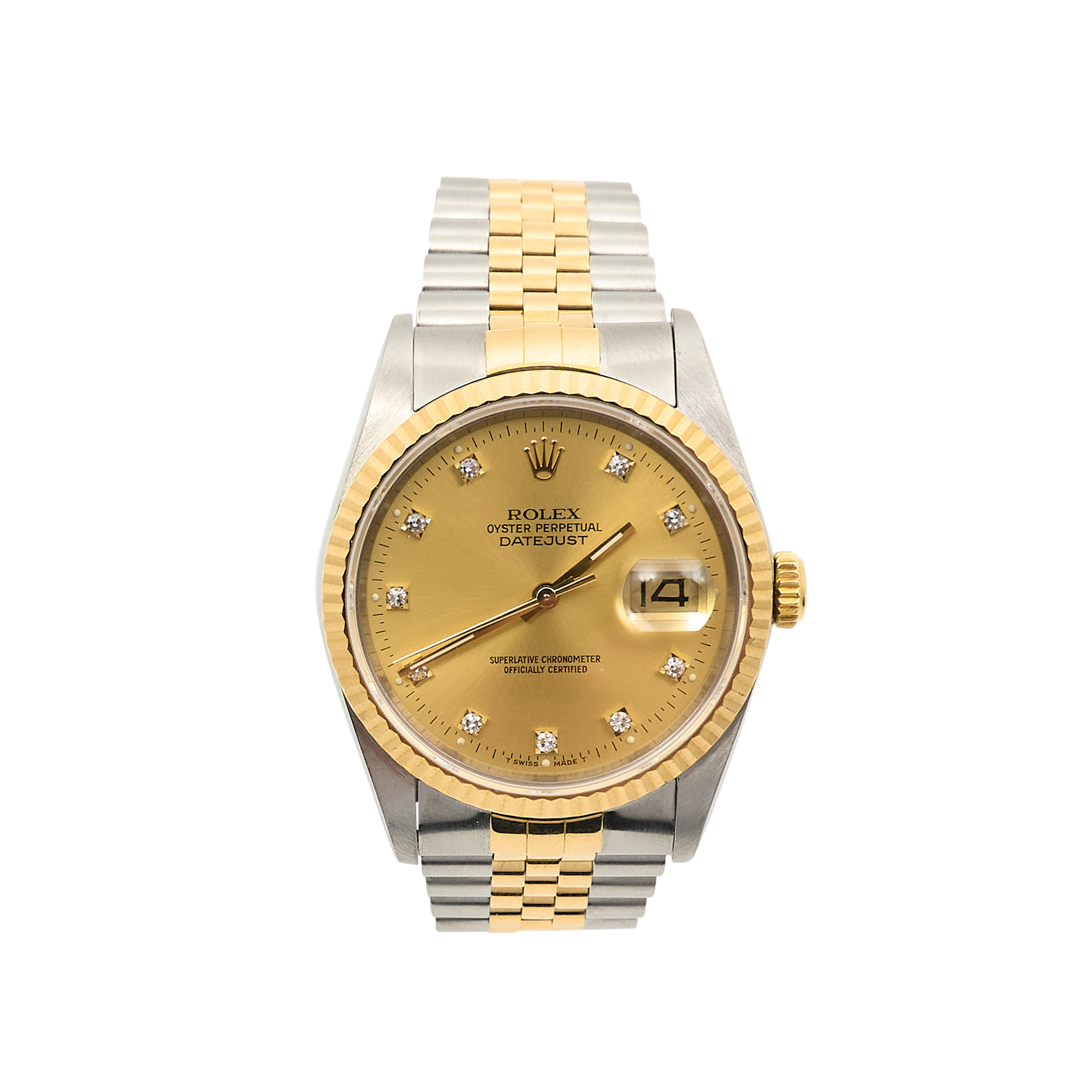 Rolex Datejust 36mm Two Tone Diamond Pointer Watch 16233