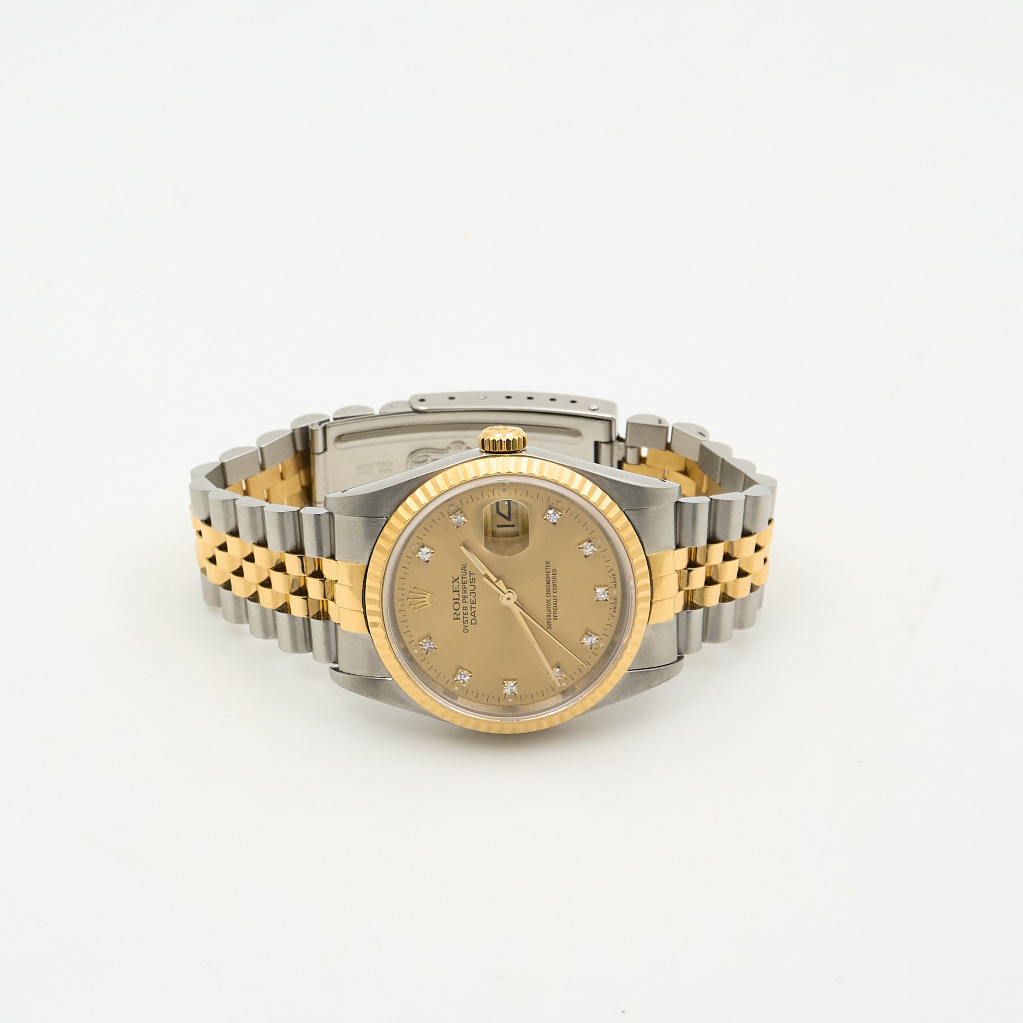 Rolex Datejust 36mm Two Tone Diamond Pointer Watch 16233