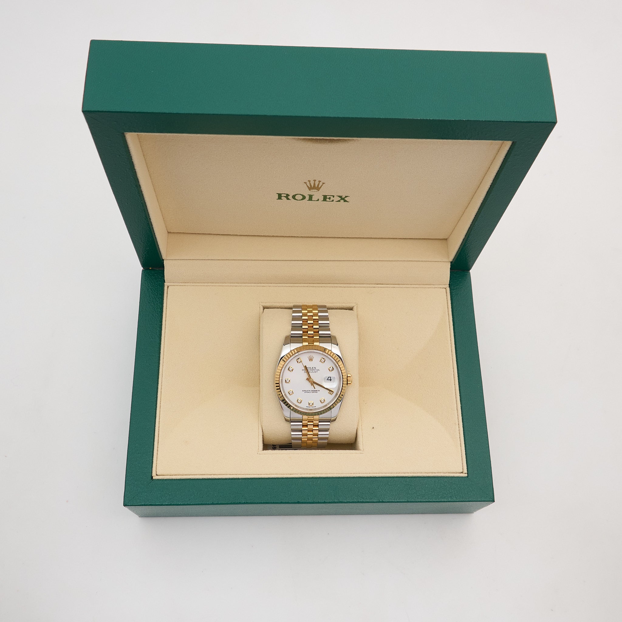 Rolex DateJust 36 Two Tone White Diamond Dial 116234