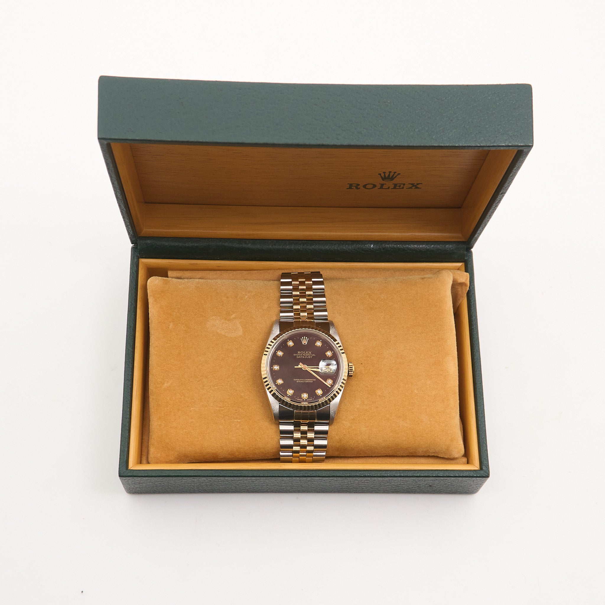 Rolex Datejust 36mm Black Diamond Dial Watch 16233