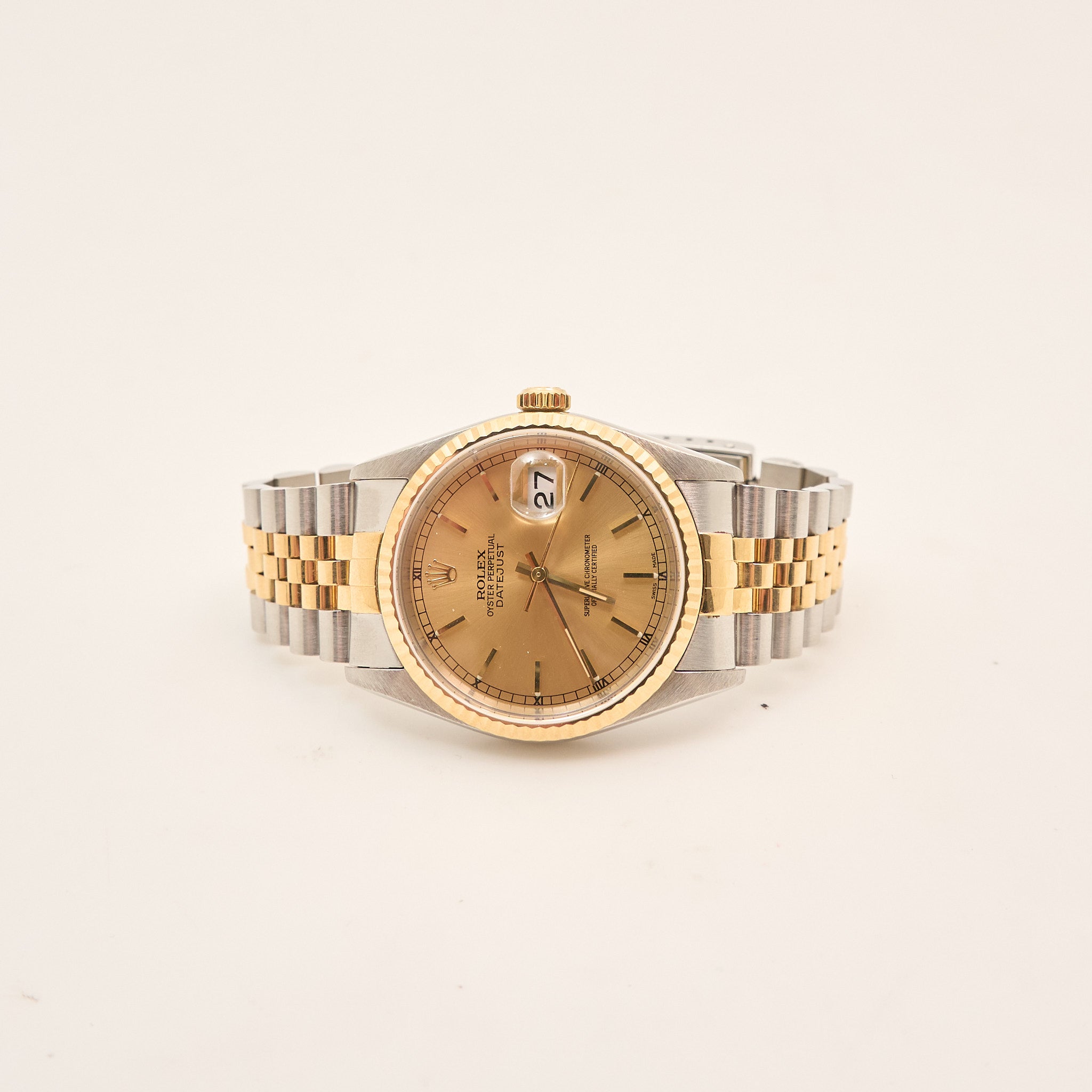 Rolex Datejust 36mm Two Tone Champagne Baton Dial