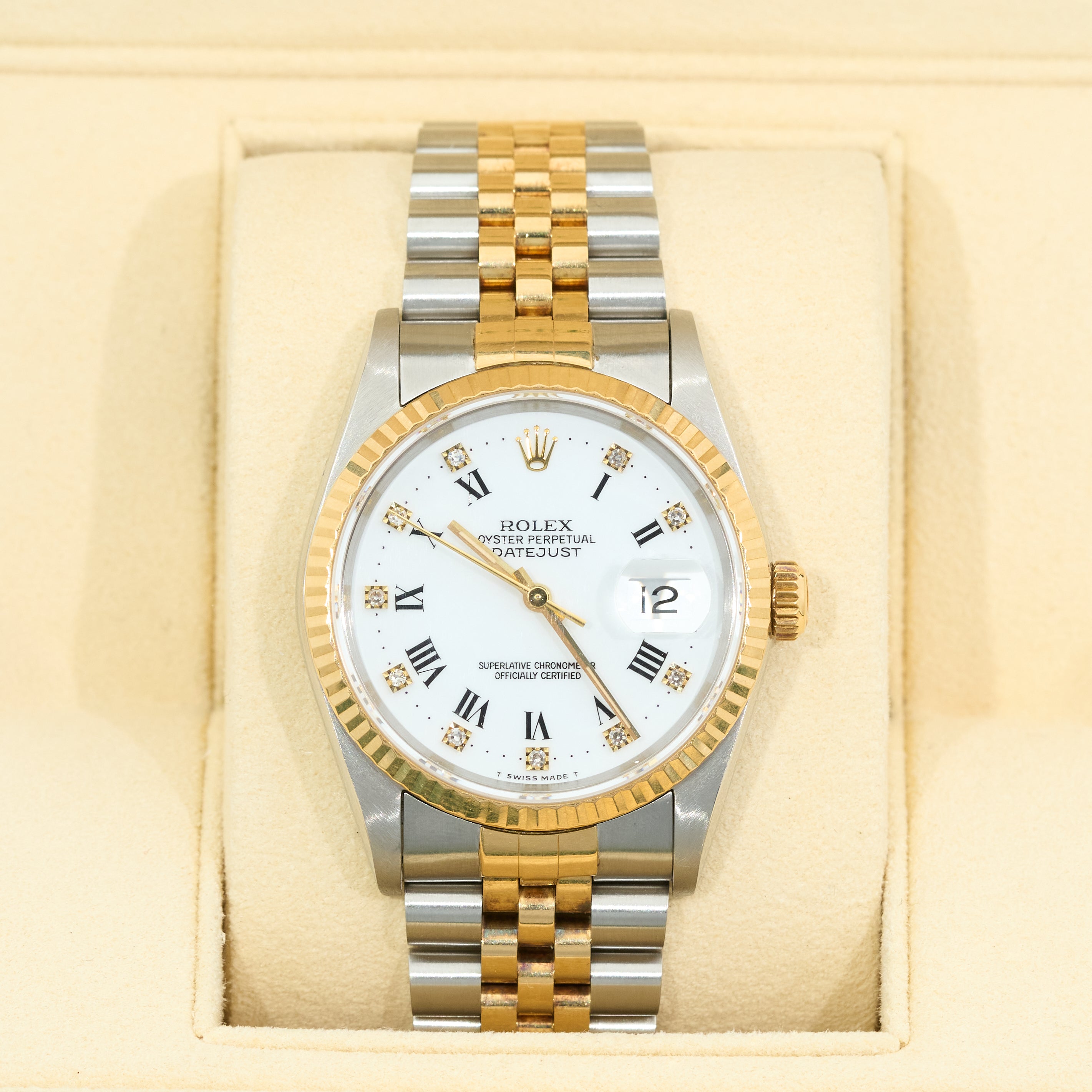 Rolex Datejust 36mm White Roman Diamond Dial