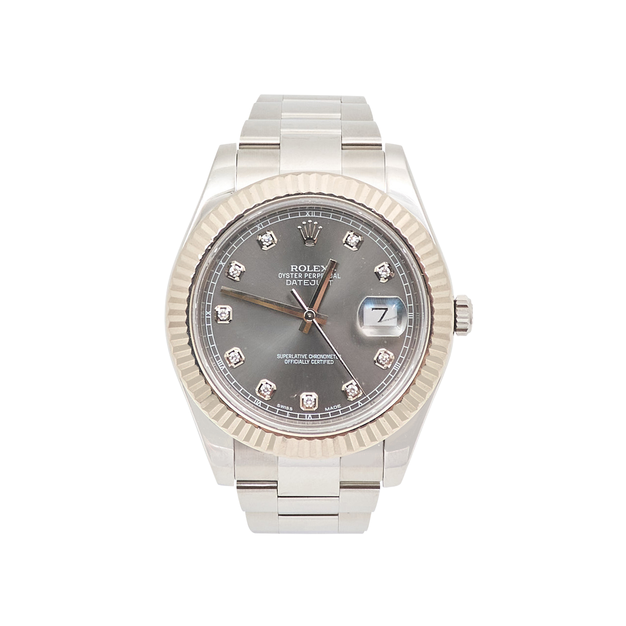 Rolex DateJust 41mm Slate Grey Dial With Diamonds