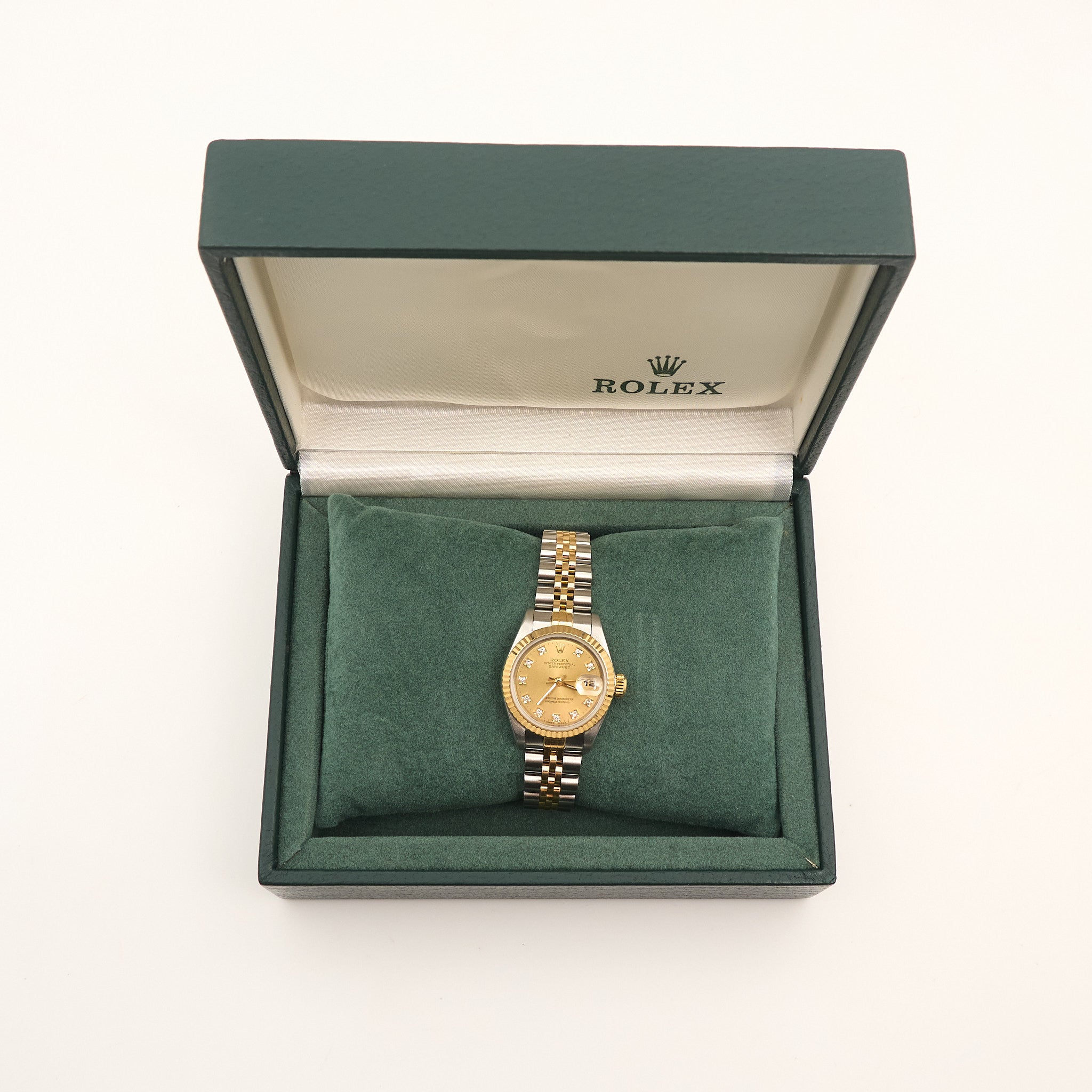 Rolex Ladies 26mm Datejust Two Tone Champagne Diamond Dial 69173