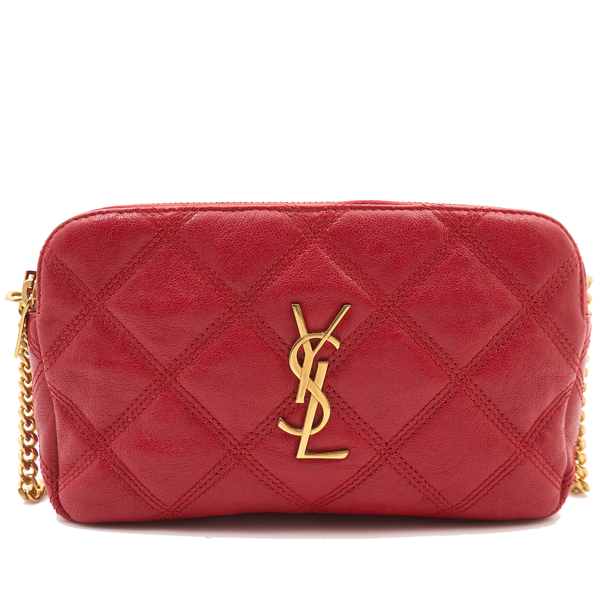 Saint Laurent Becky Double-Zip Red Crossbody Bag