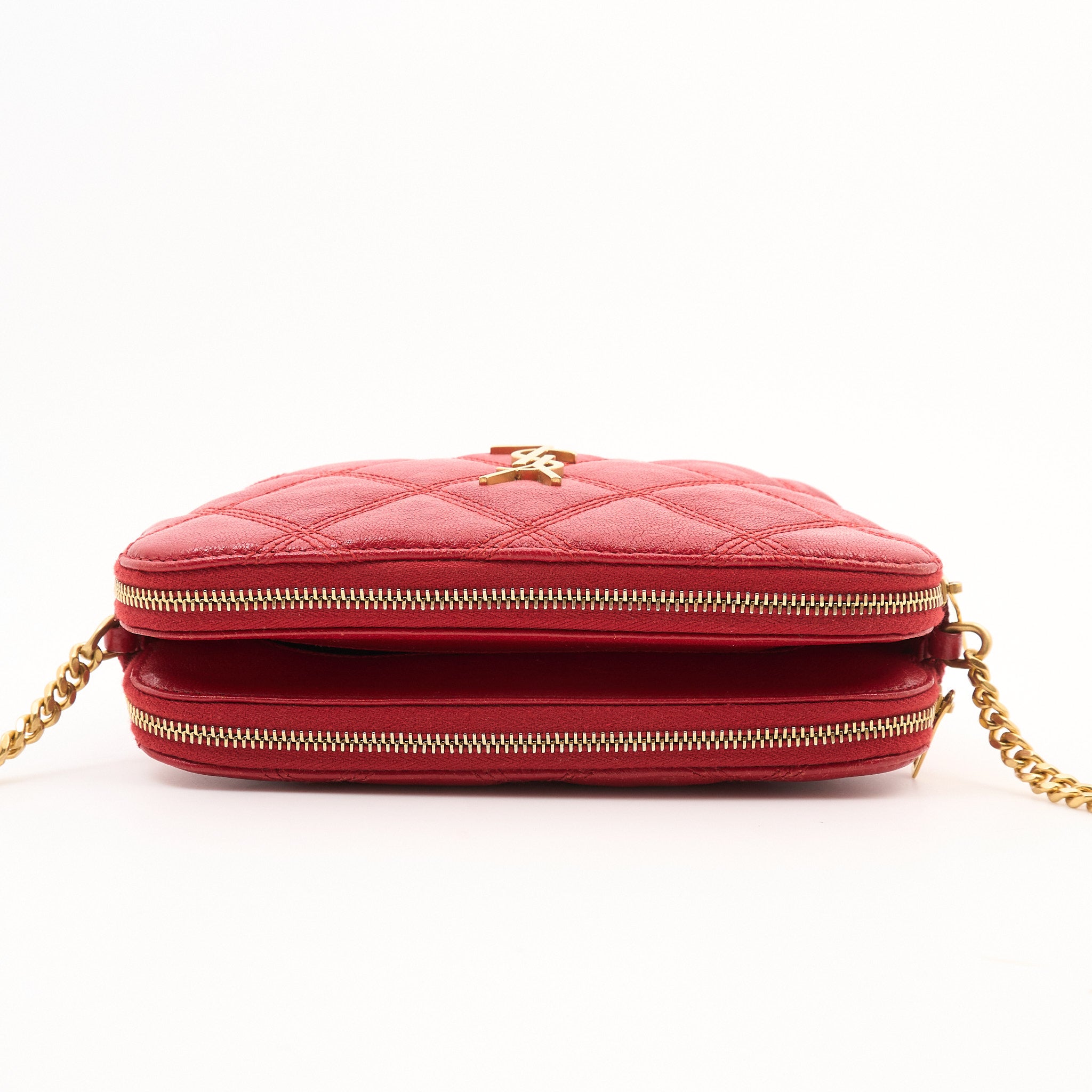 Saint Laurent Becky Double-Zip Red Crossbody Bag