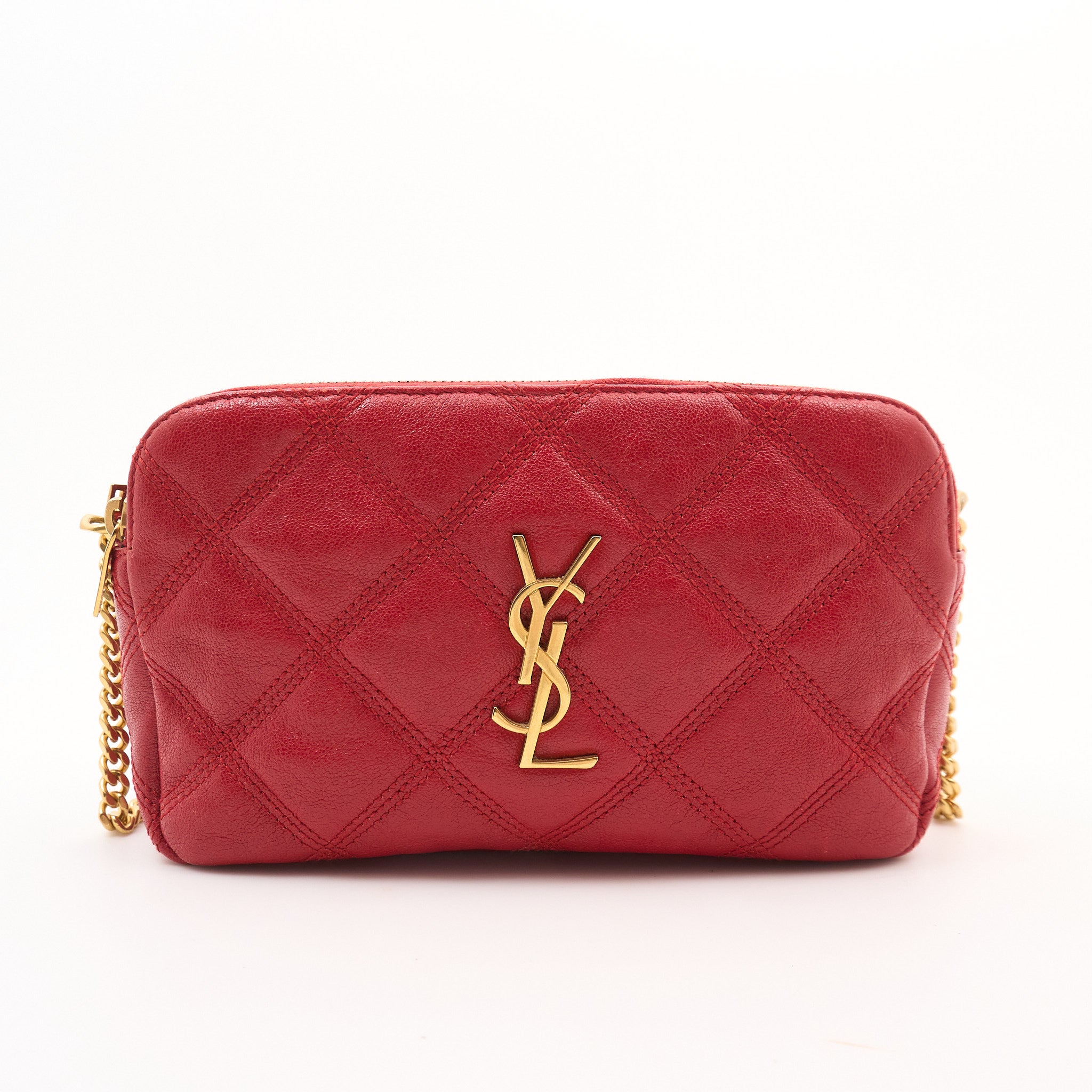 Saint Laurent Becky Double-Zip Red Crossbody Bag