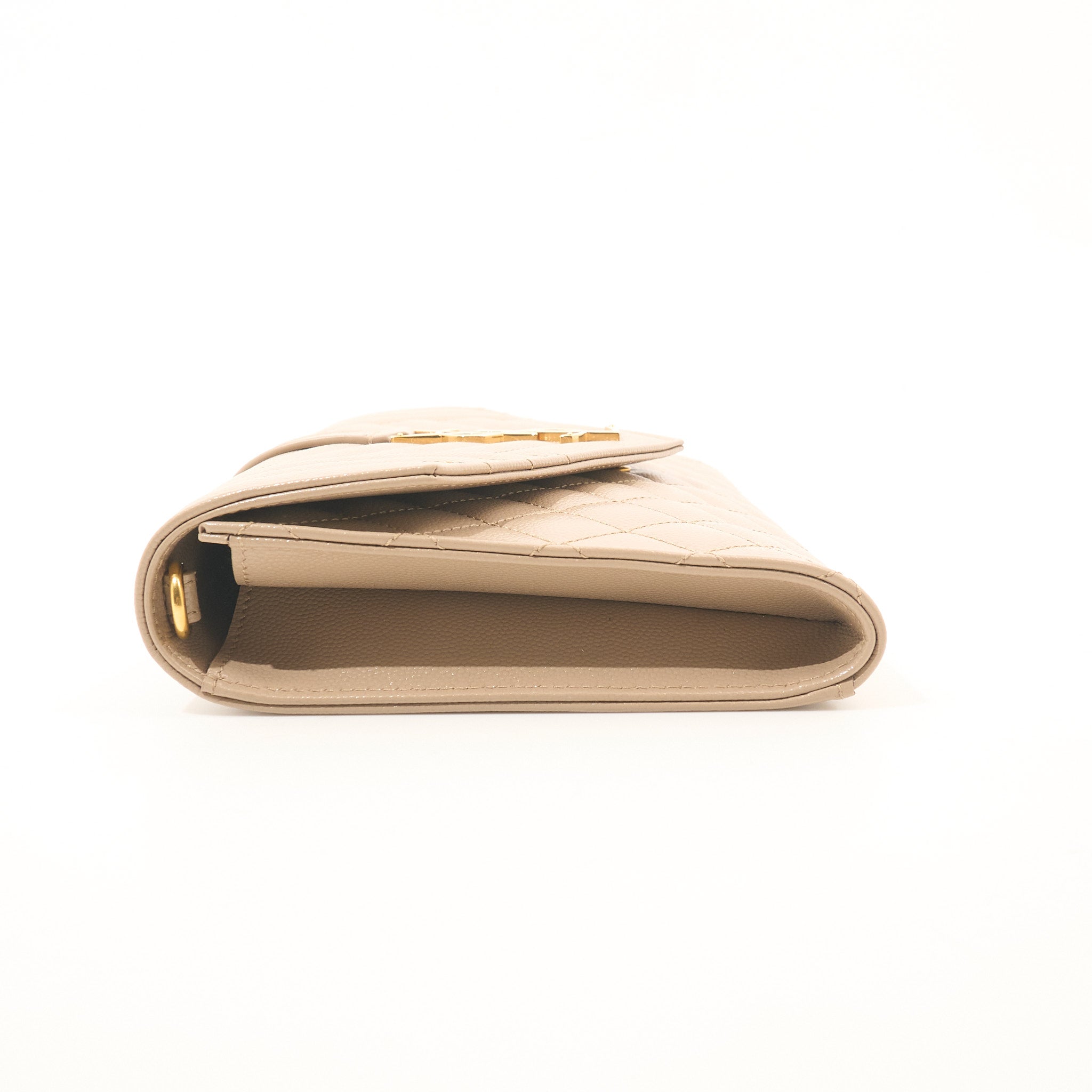 Saint Laurent Cassandre Beige Envelope Matelassé Leather Clutch