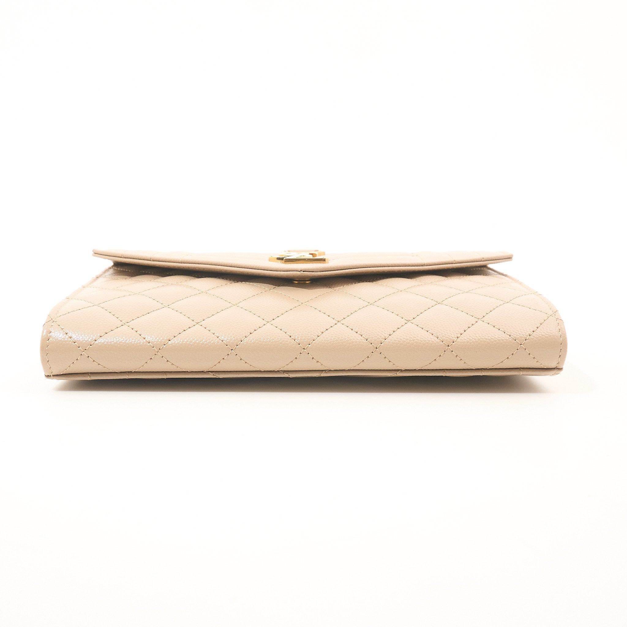 Saint Laurent Cassandre Beige Envelope Matelassé Leather Clutch