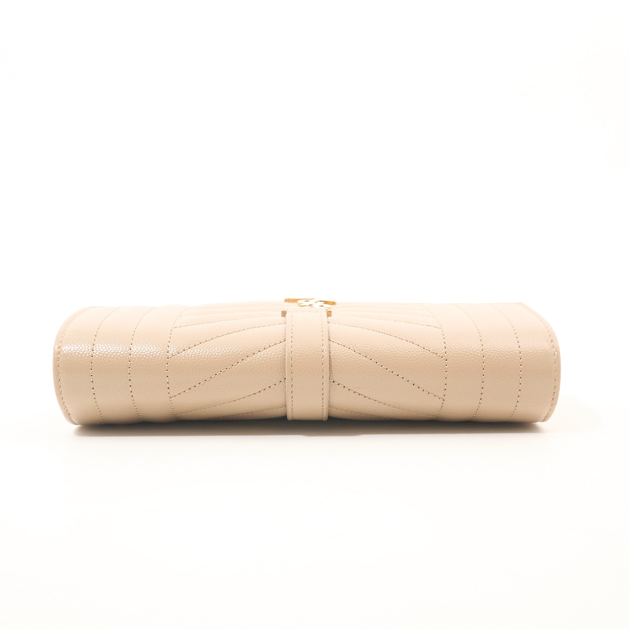 Saint Laurent Cassandre Beige Envelope Matelassé Leather Clutch