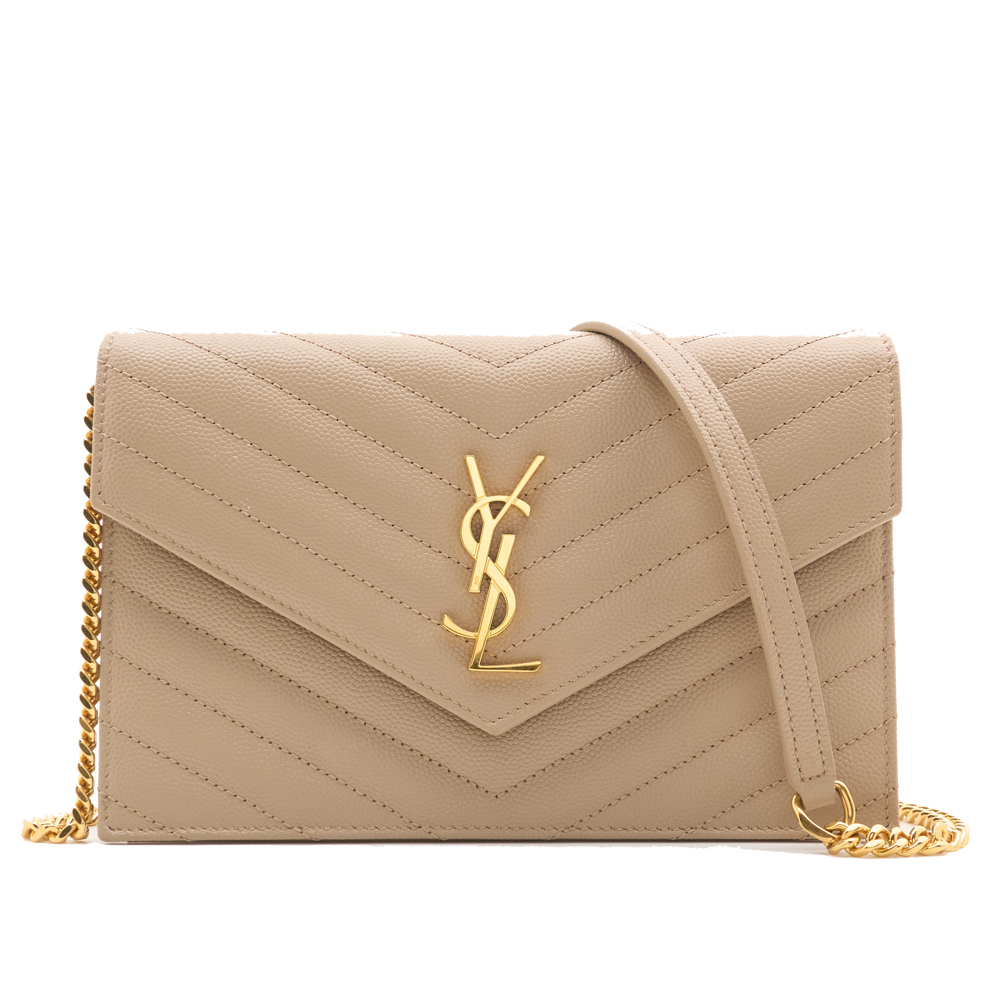 Saint Laurent Cassandre Beige Wallet On Chain Bag