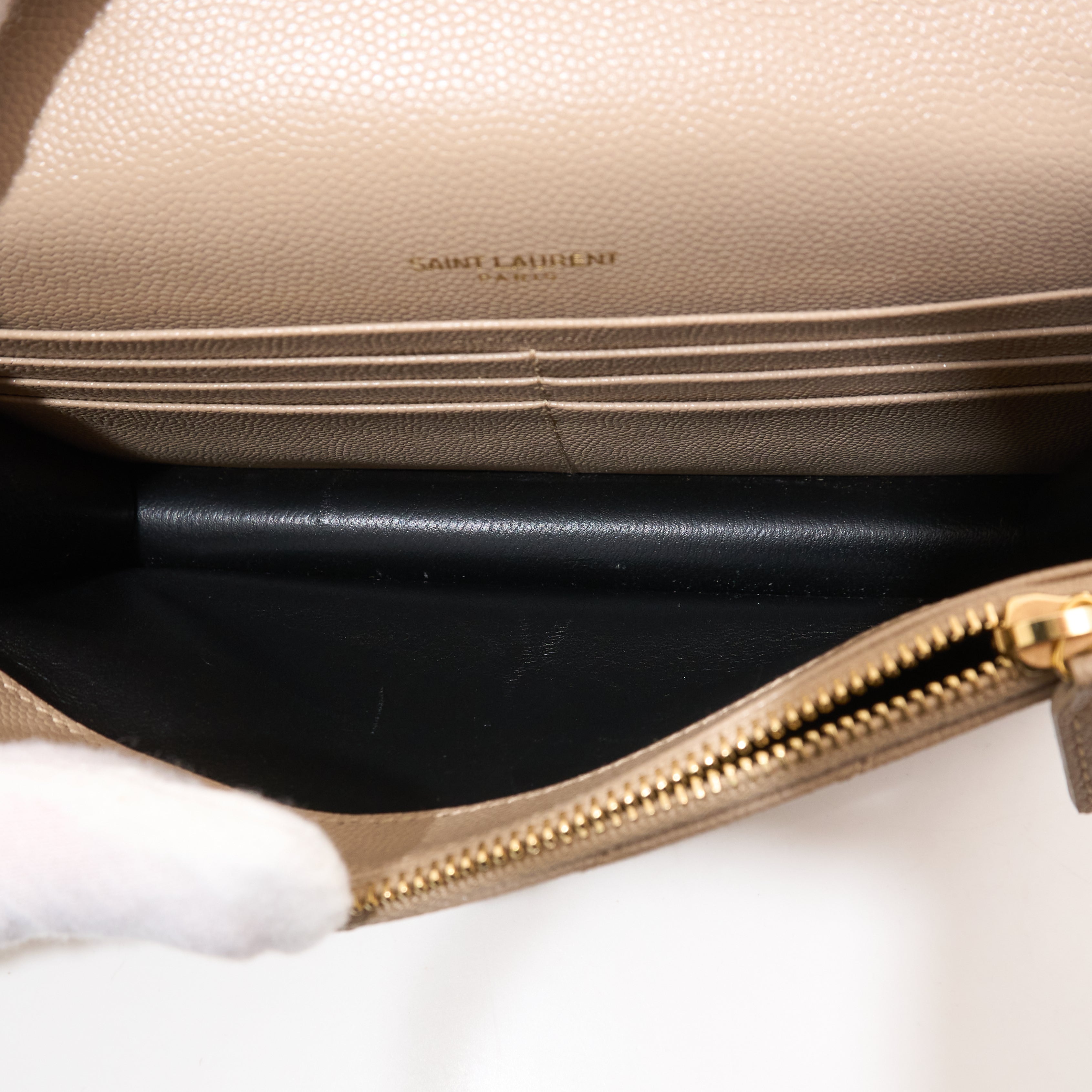 Saint Laurent Cassandre Beige Wallet On Chain Bag