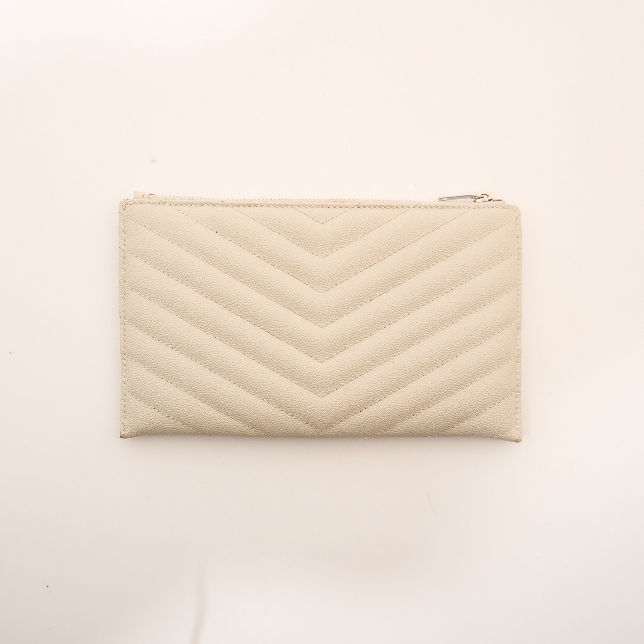 Saint Laurent Cassandre Zip Pouch Ivory