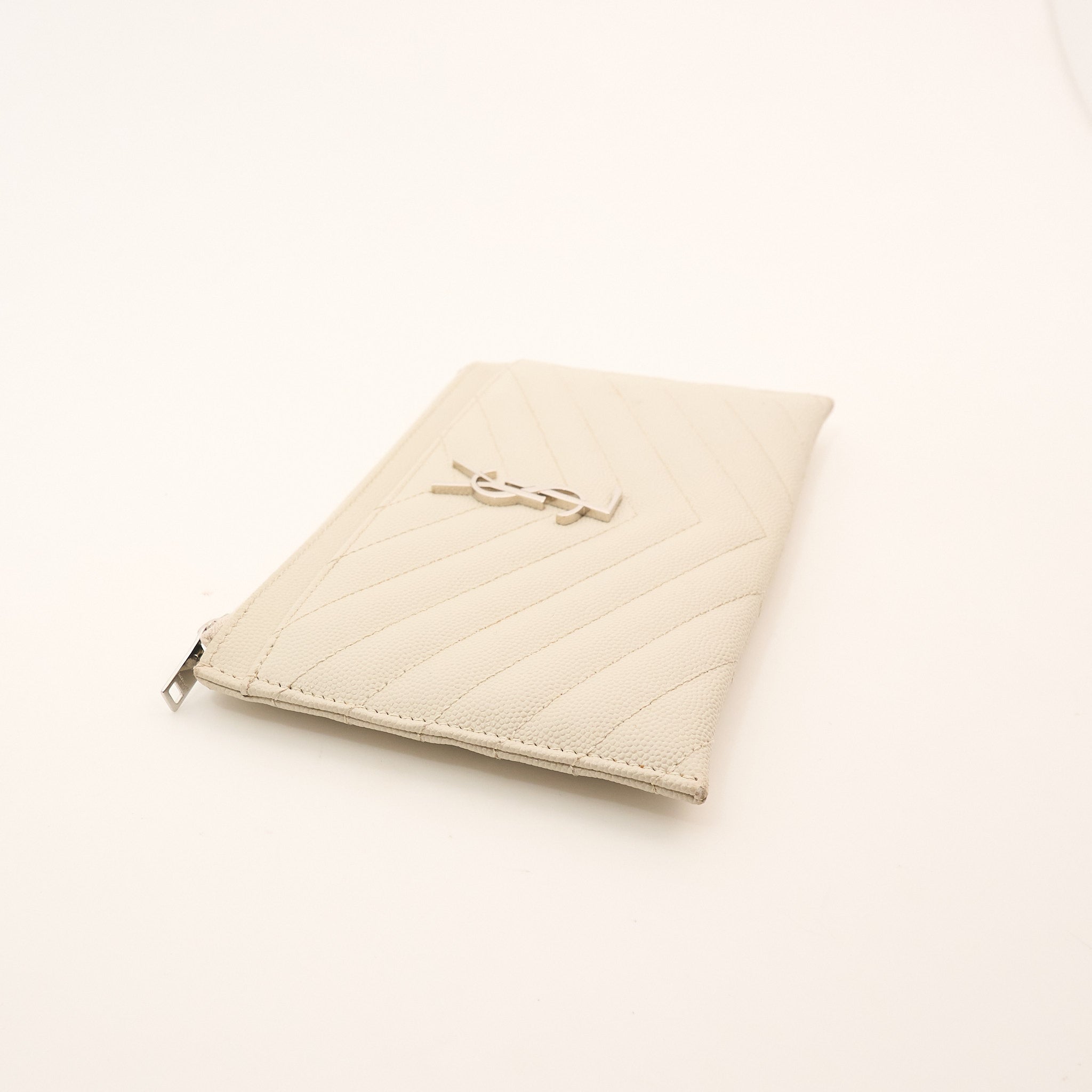 Saint Laurent Cassandre Zip Pouch Ivory