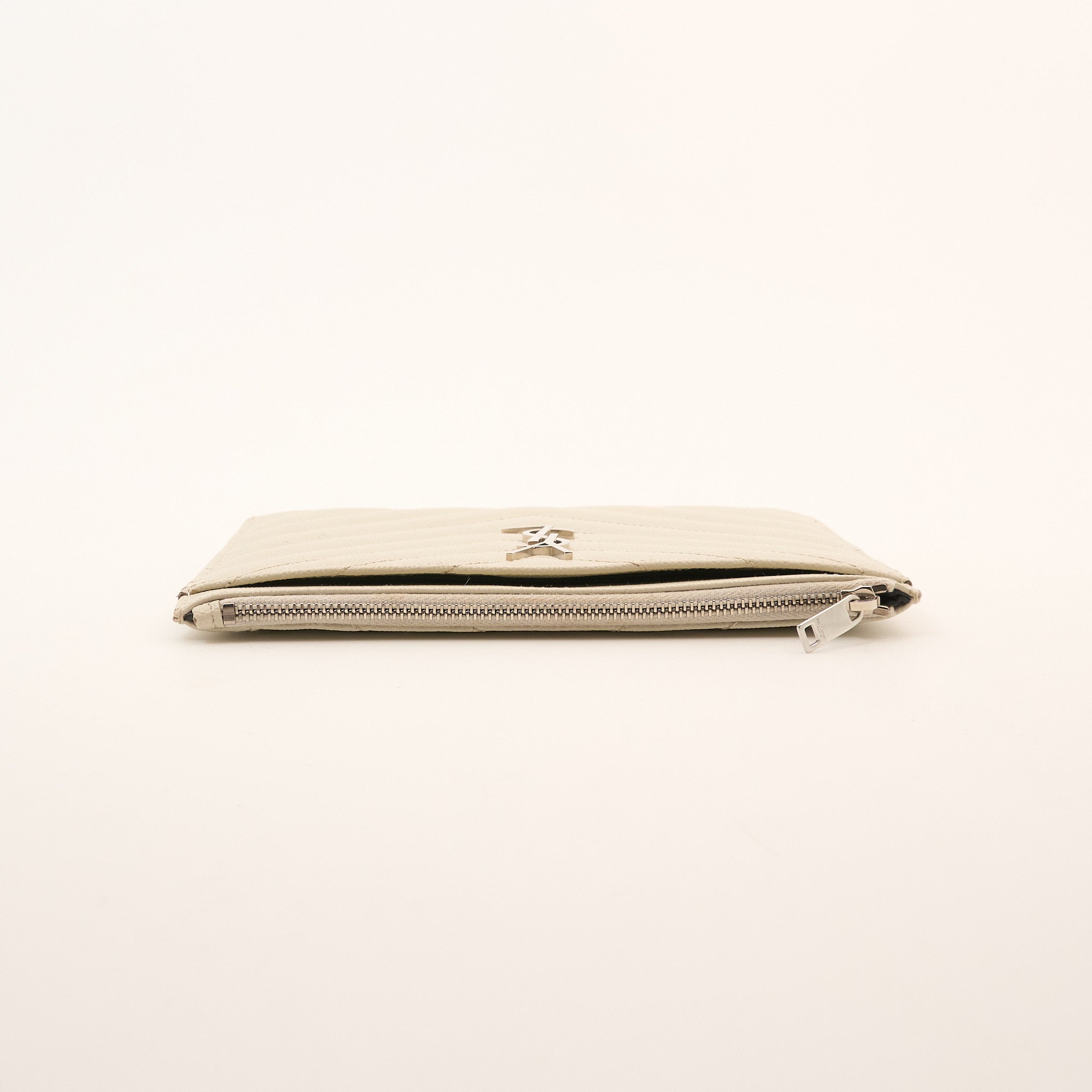Saint Laurent Cassandre Zip Pouch Ivory