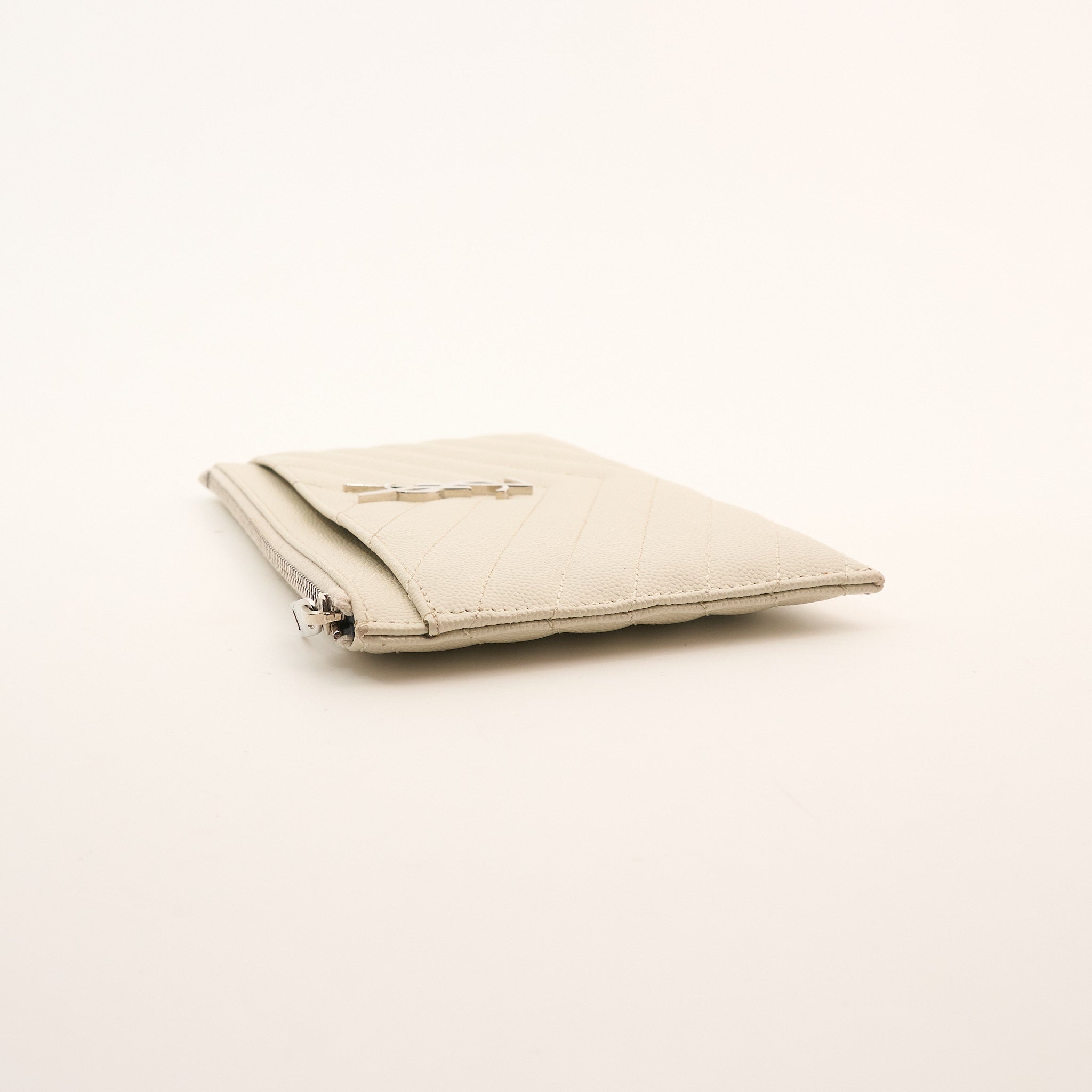 Saint Laurent Cassandre Zip Pouch Ivory