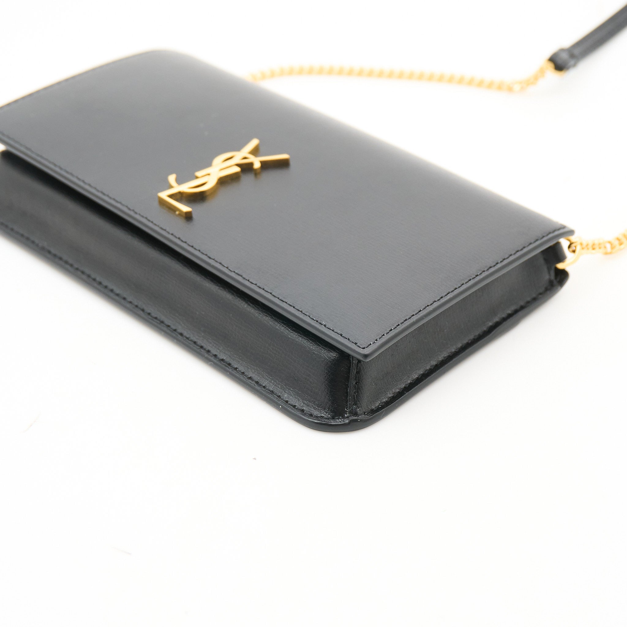 Saint Laurent Black Leather Phone Holder