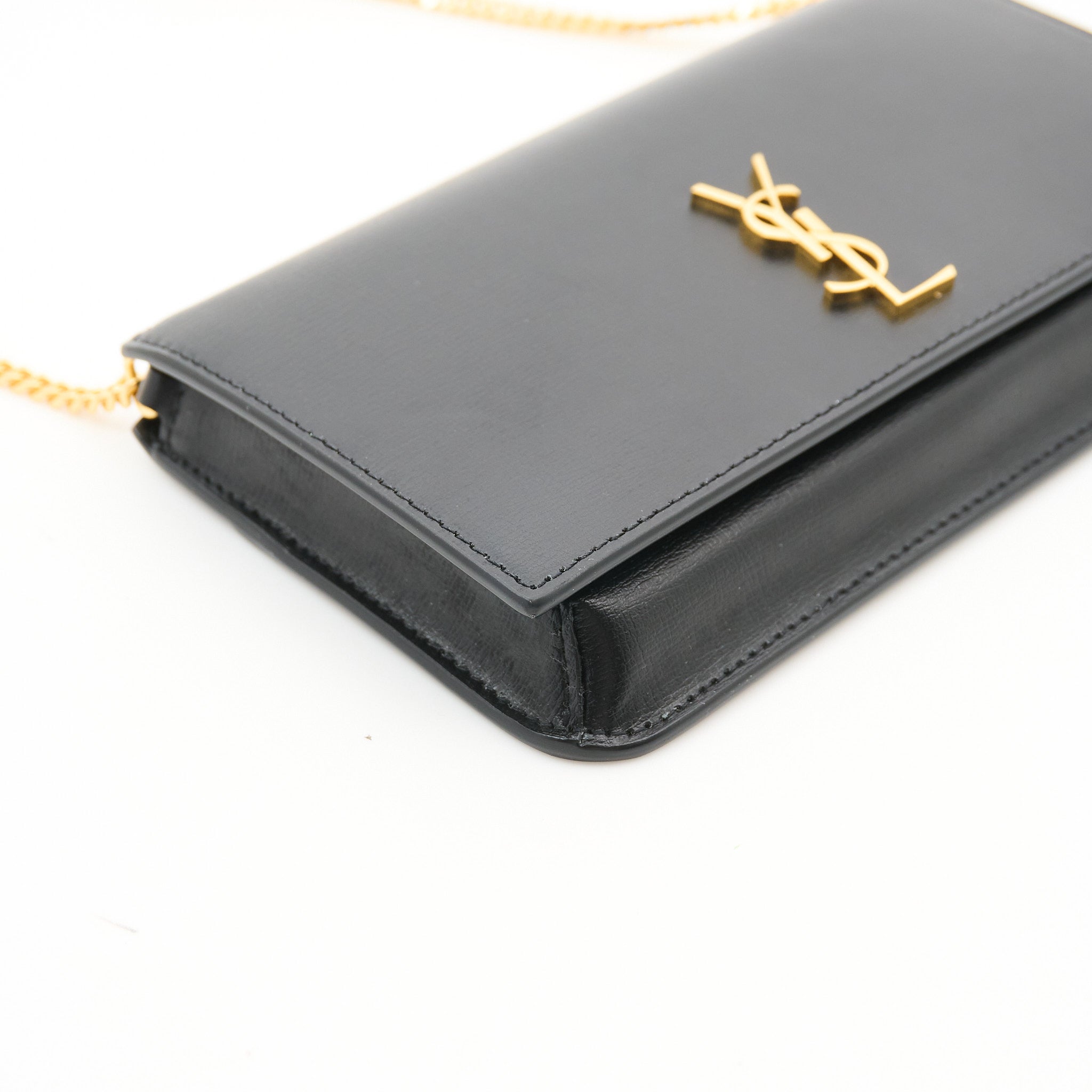 Saint Laurent Black Leather Phone Holder