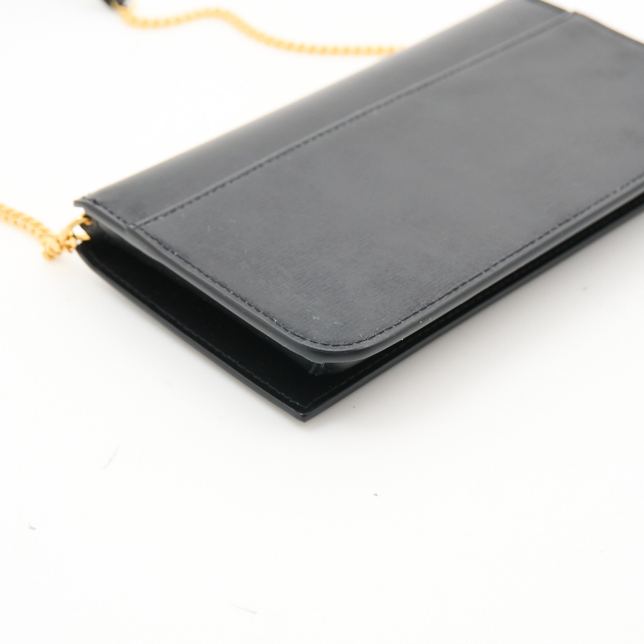 Saint Laurent Black Leather Phone Holder