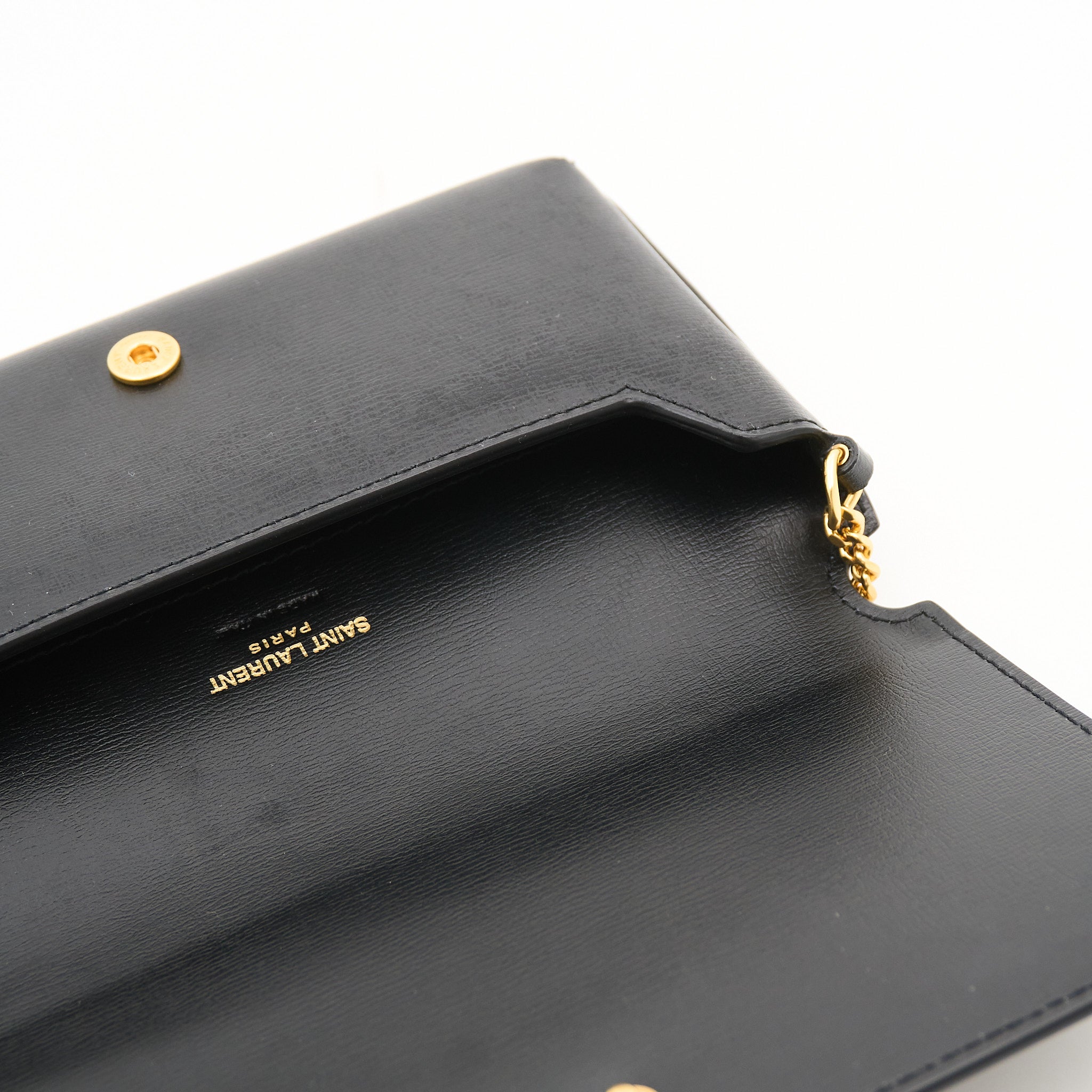 Saint Laurent Black Leather Phone Holder