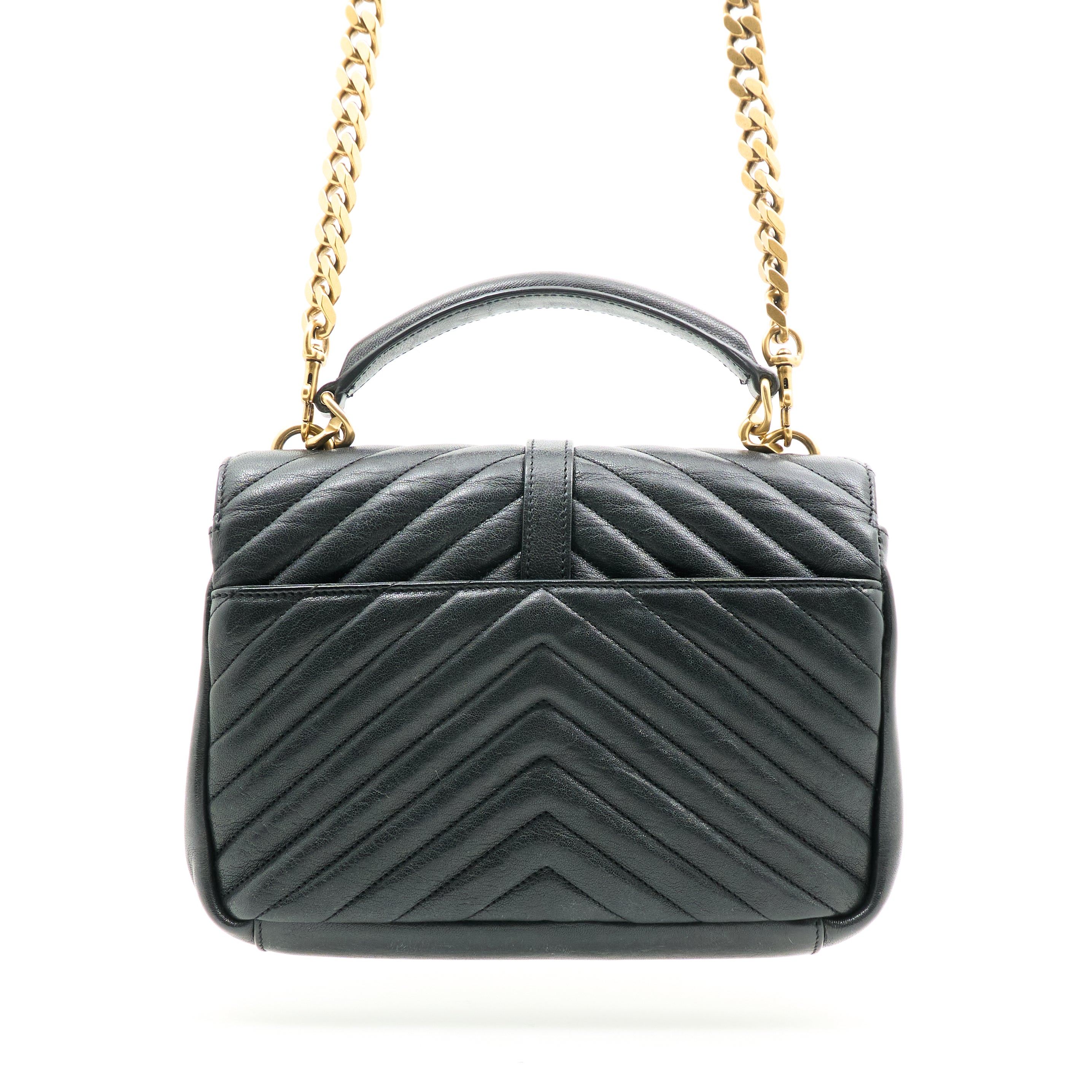 Saint Laurent College Bag In Quilted Black Leather