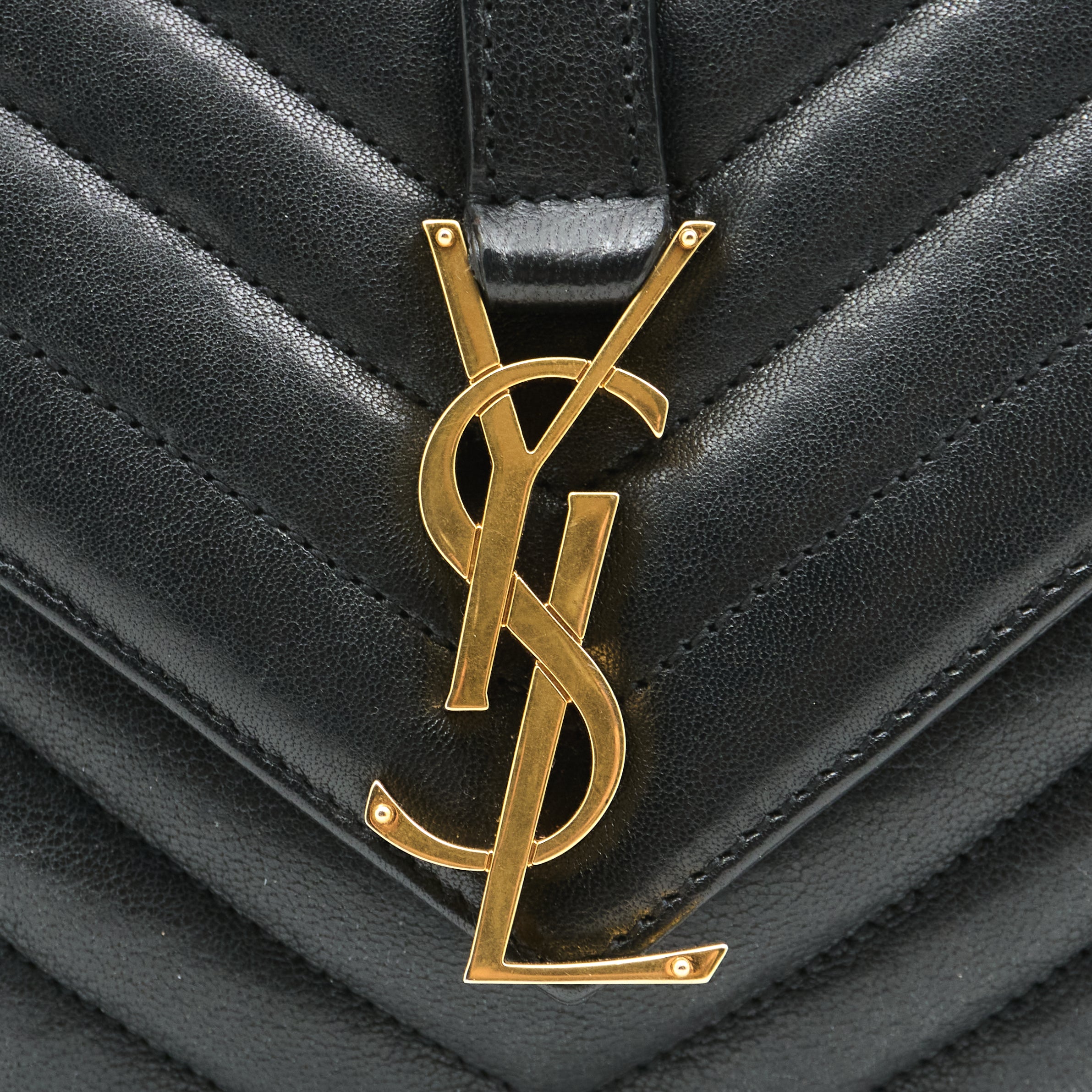 Saint Laurent College Bag In Quilted Black Leather