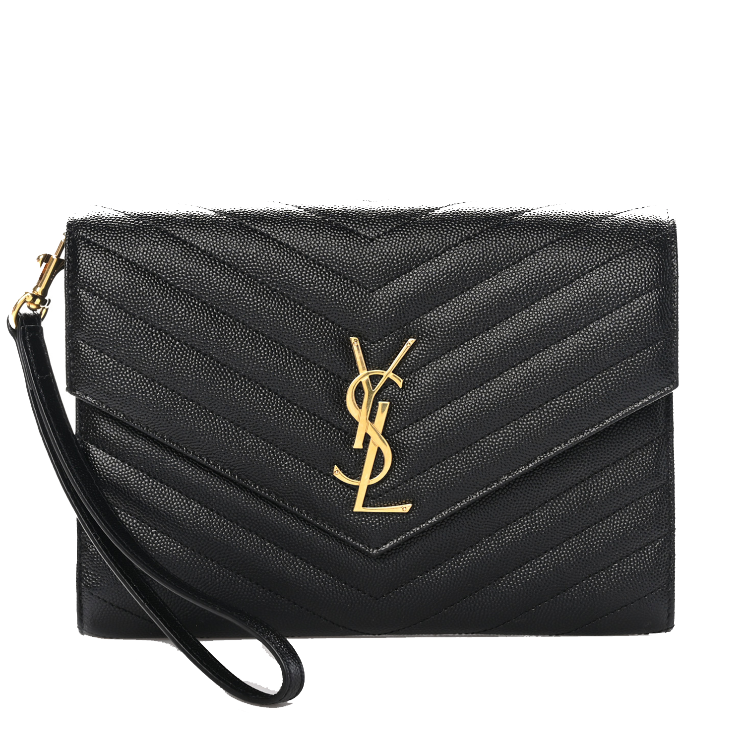 Saint Laurent Cassandre Matelassé Black Envelope Clutch
