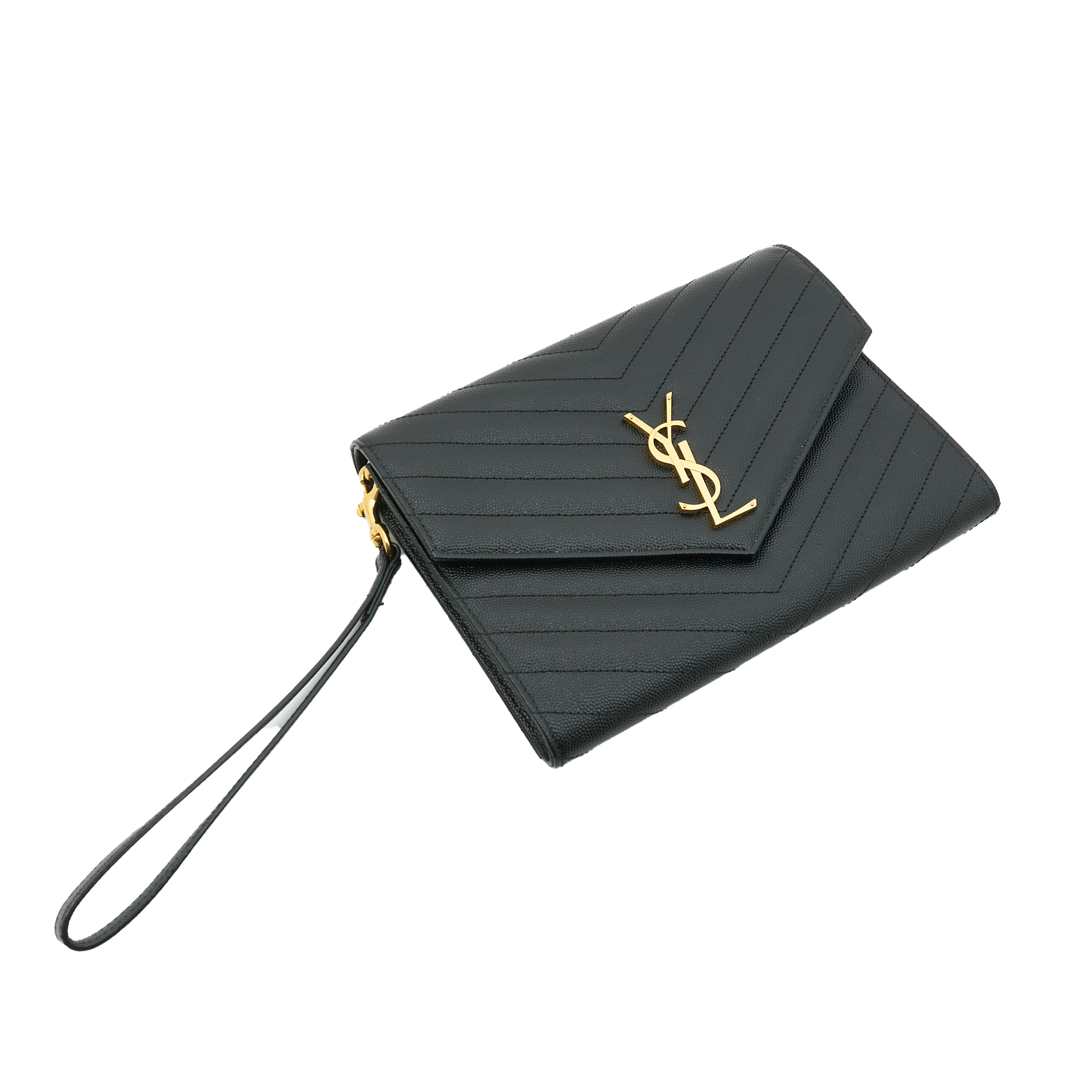 Saint Laurent Cassandre Matelassé Black Envelope Clutch