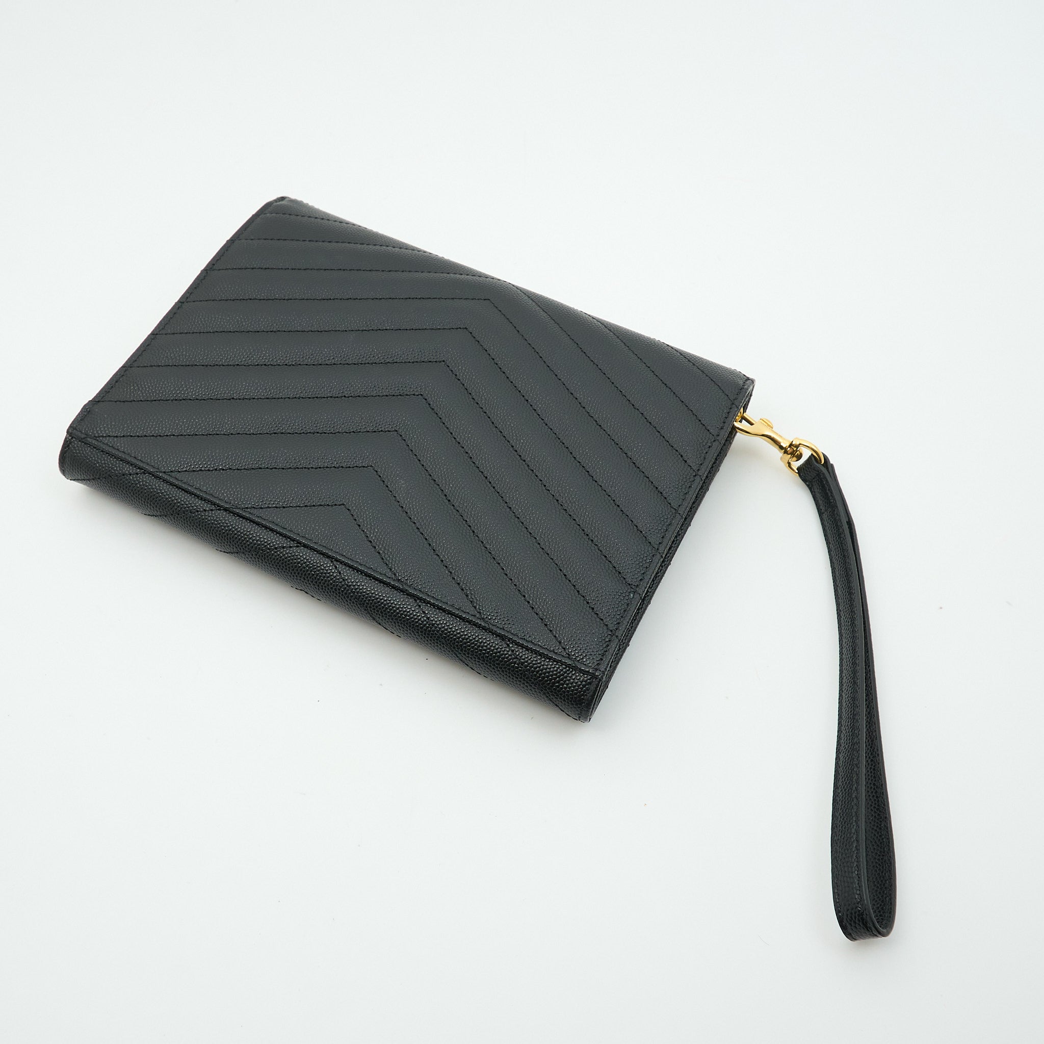 Saint Laurent Cassandre Matelassé Black Envelope Clutch