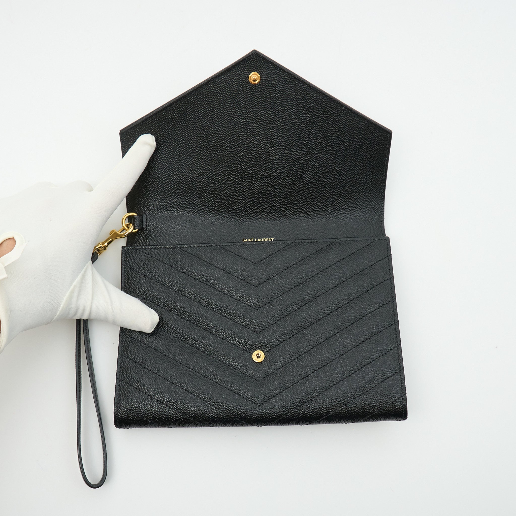 Saint Laurent Cassandre Matelassé Black Envelope Clutch